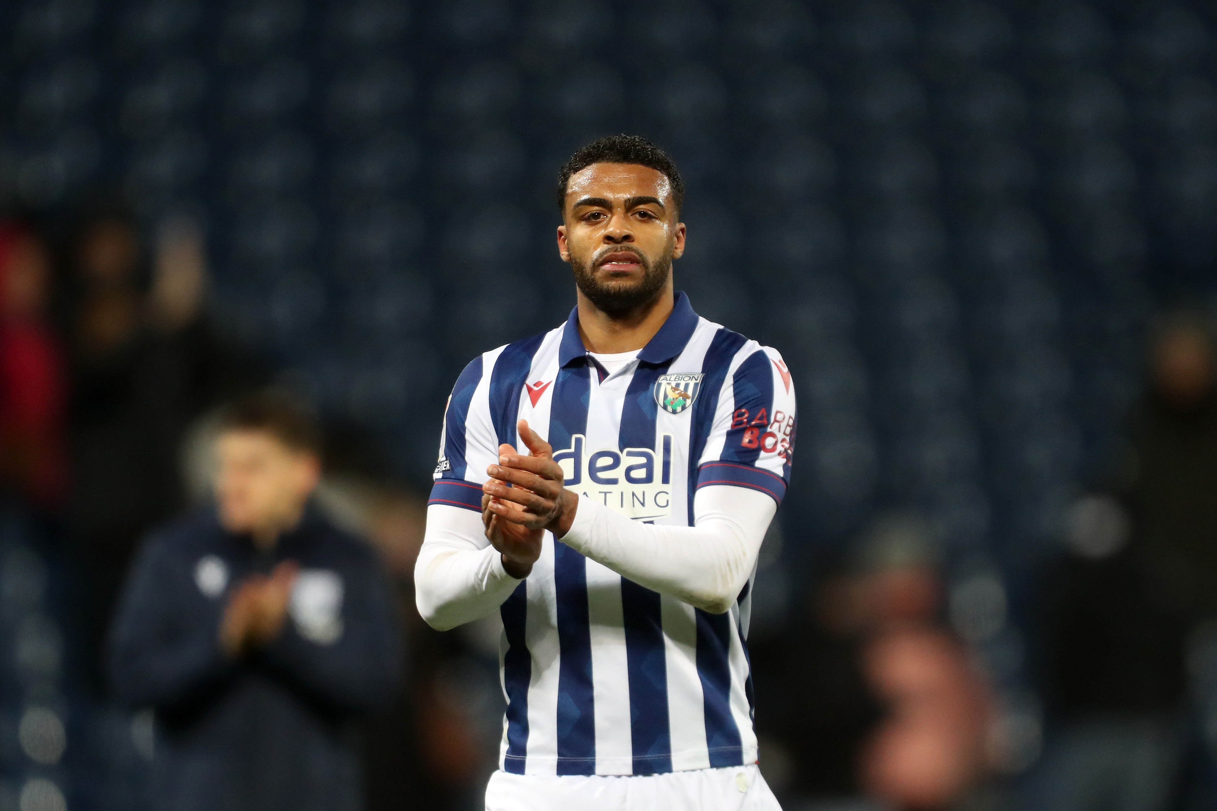 Darnell Furlong applauds Albion fans following the win over Bristol City