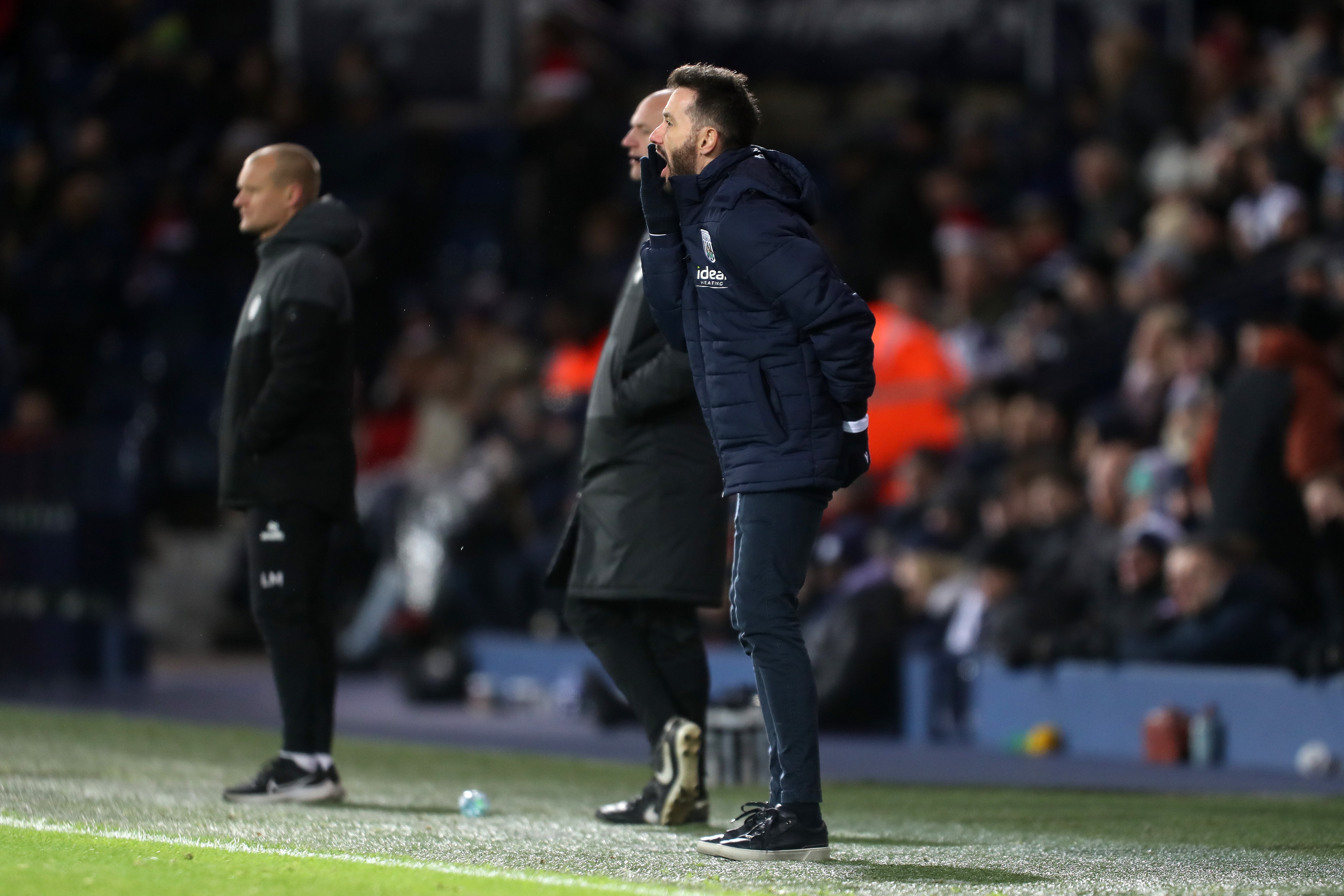 Carlos Corberán on the side watching the Bristol City game 