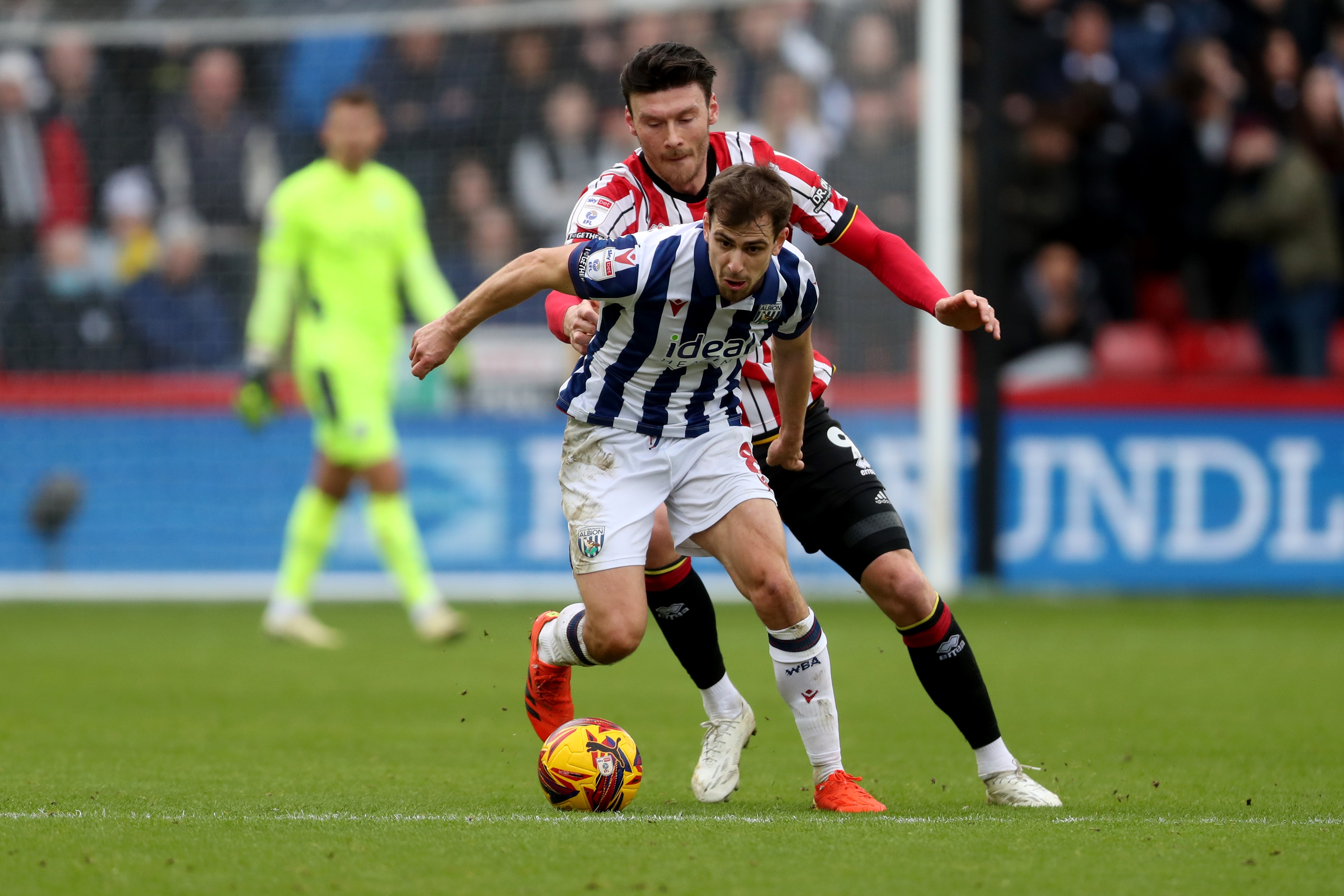 Jayson Molumby in action against Sheffield United 