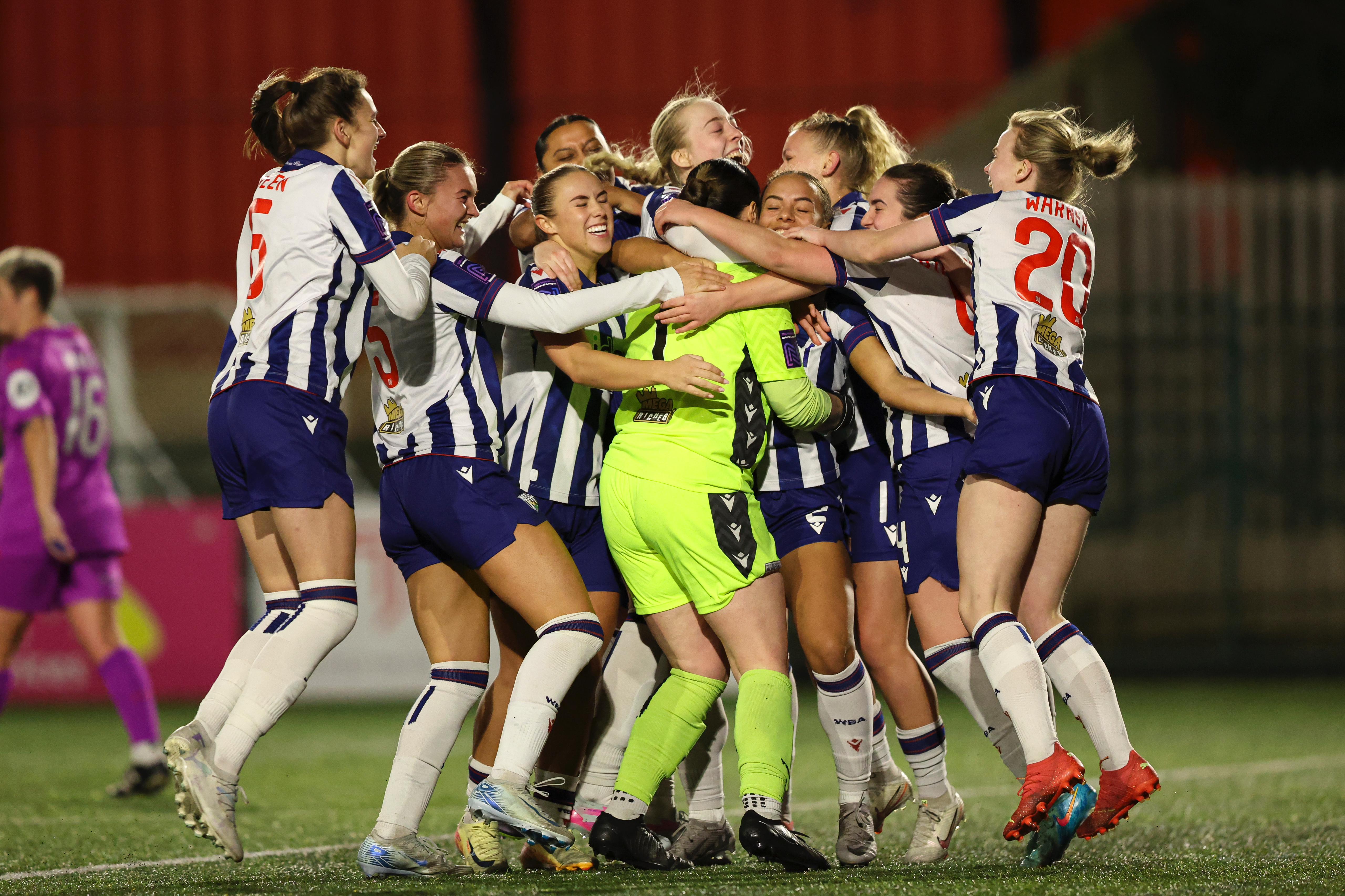 Albion Women celebrate beating Wolves.