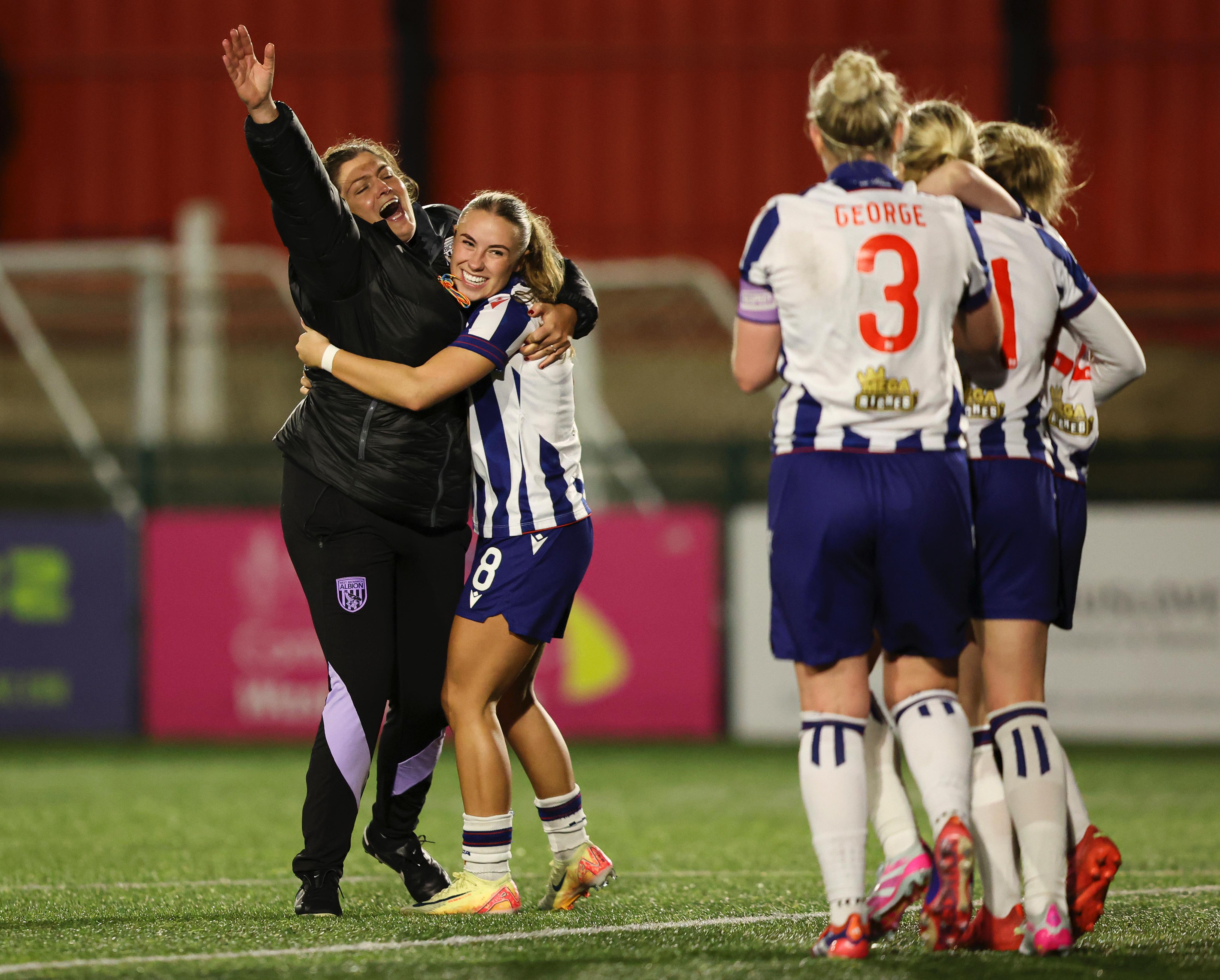 Albion Women celebrate beating Wolves.