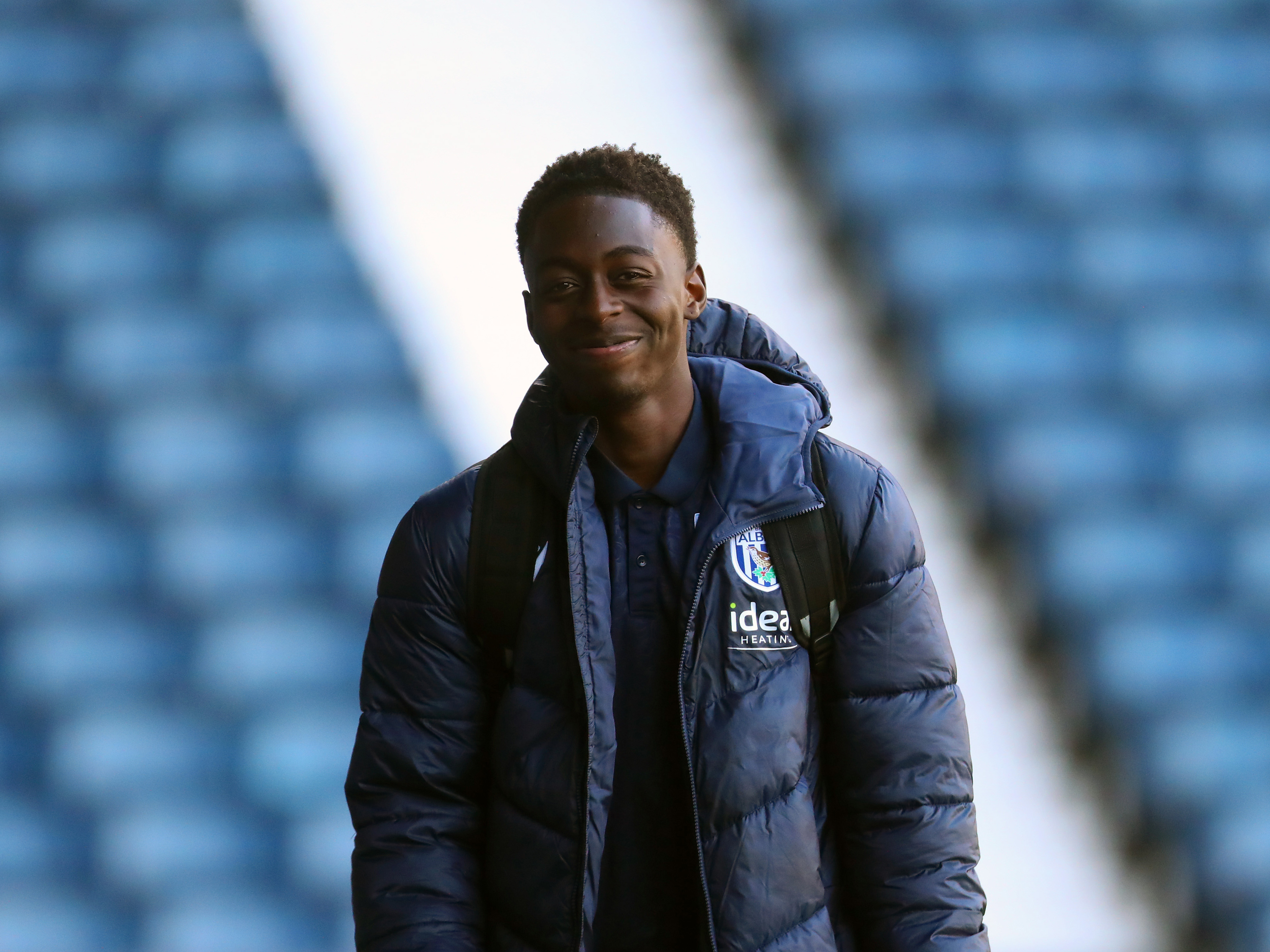 A photo of U21 striker Eseosa Sule arriving at The Hawthorns for a PL2 game