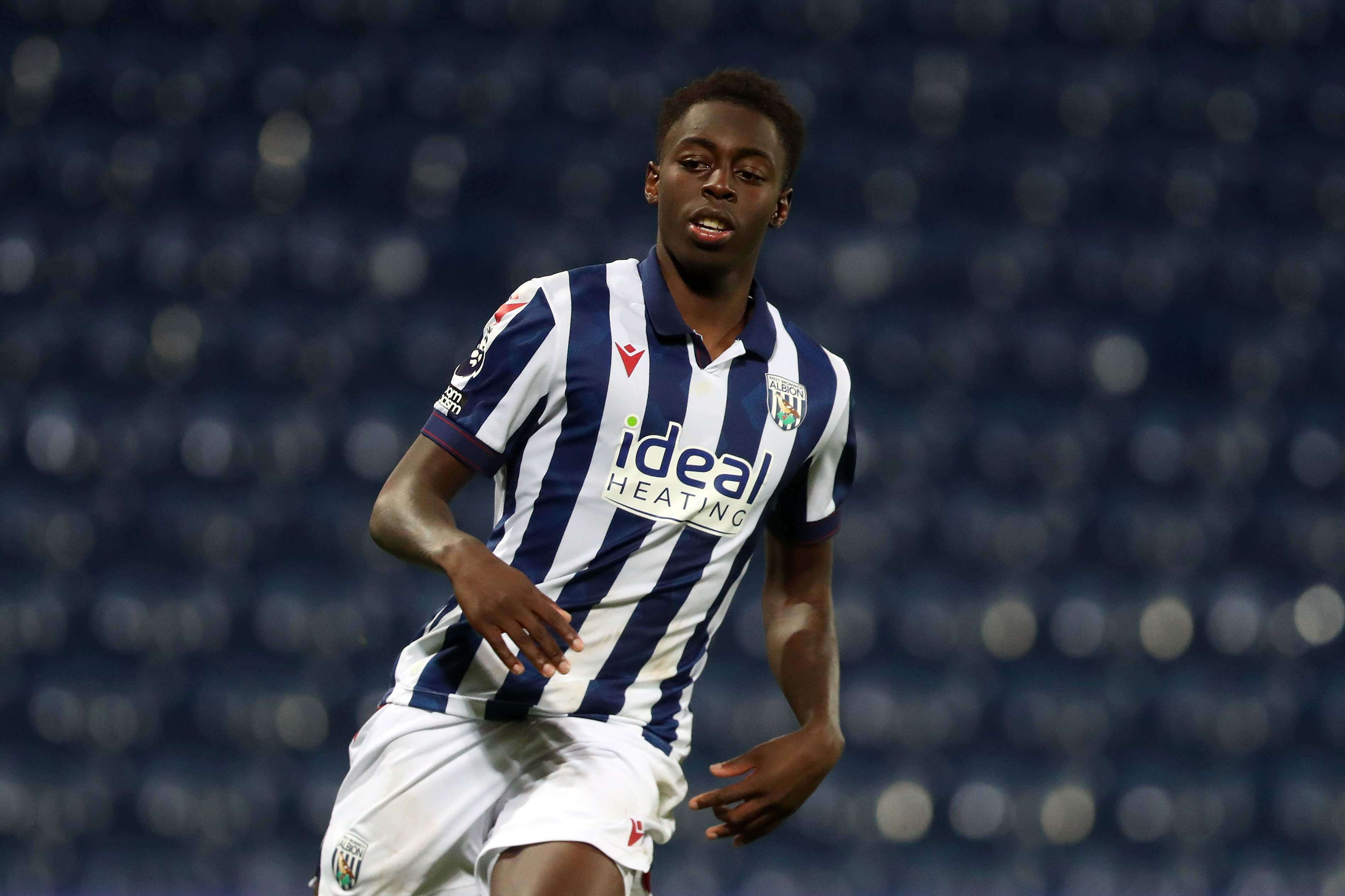 Eseosa Sule in action for Albion's PL2 side at The Hawthorns in the home kit