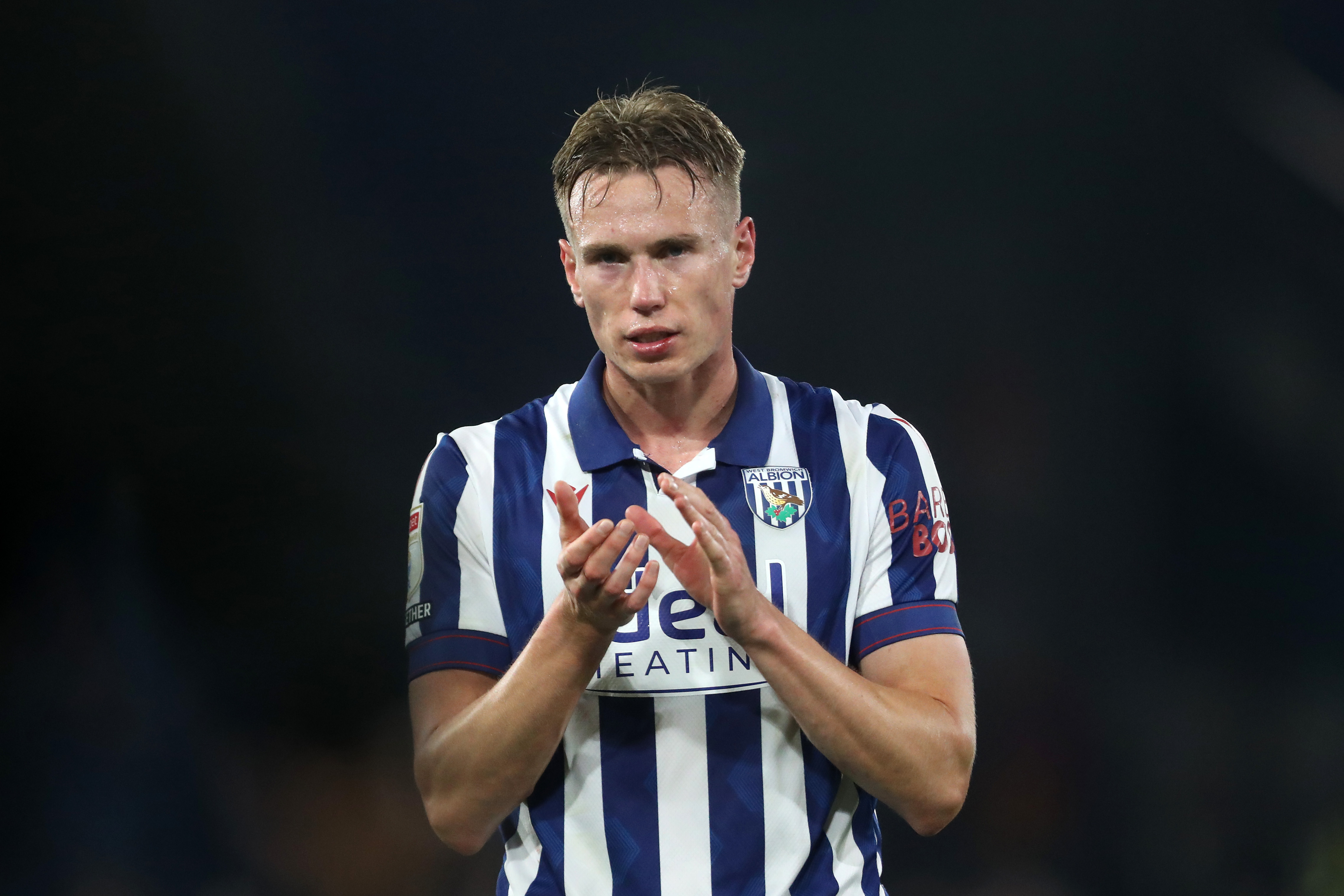 Torbjørn Heggem in action for Albion wearing the home kit 