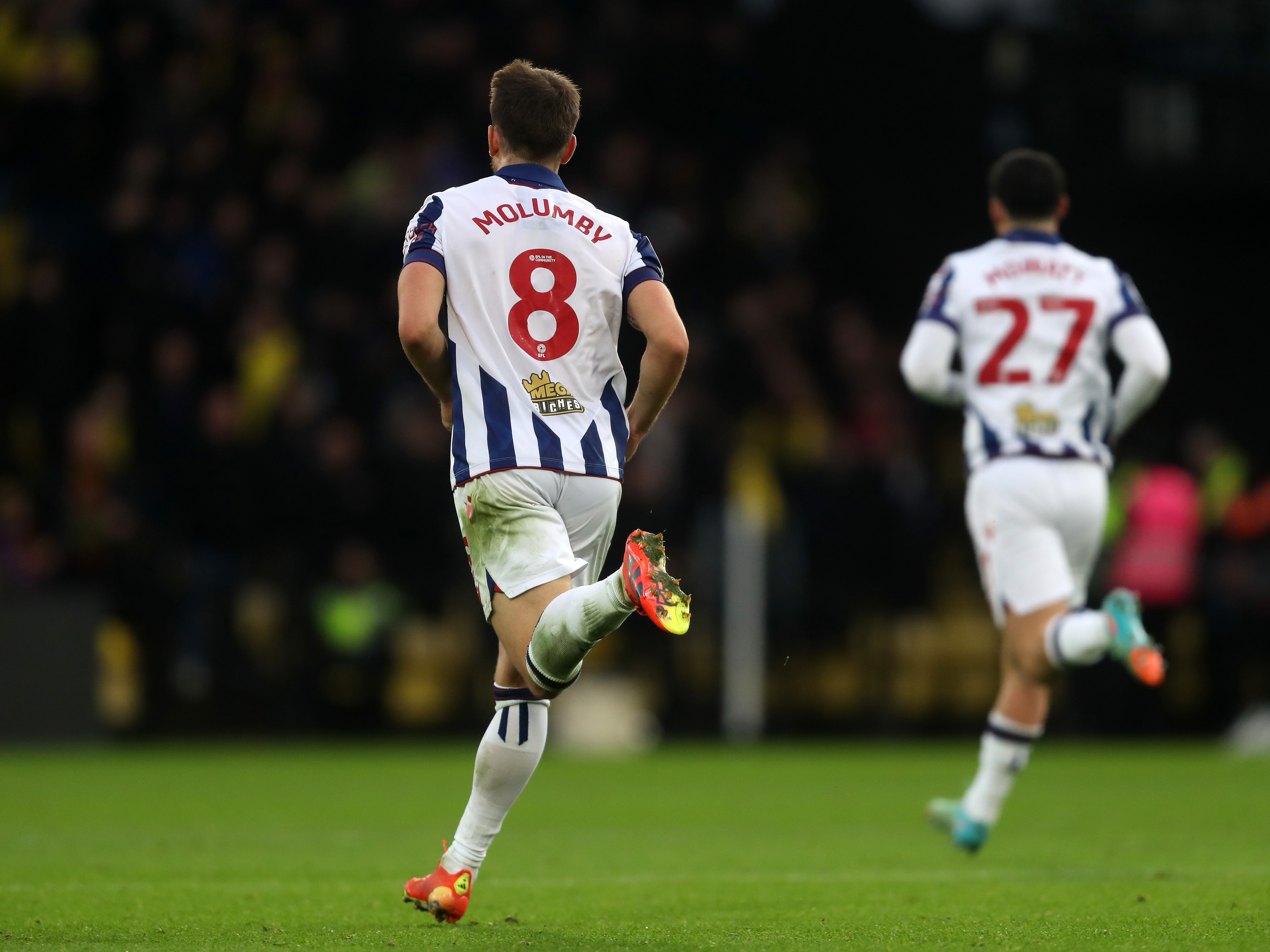 An image of Jayson Molumby following his goal against Watford