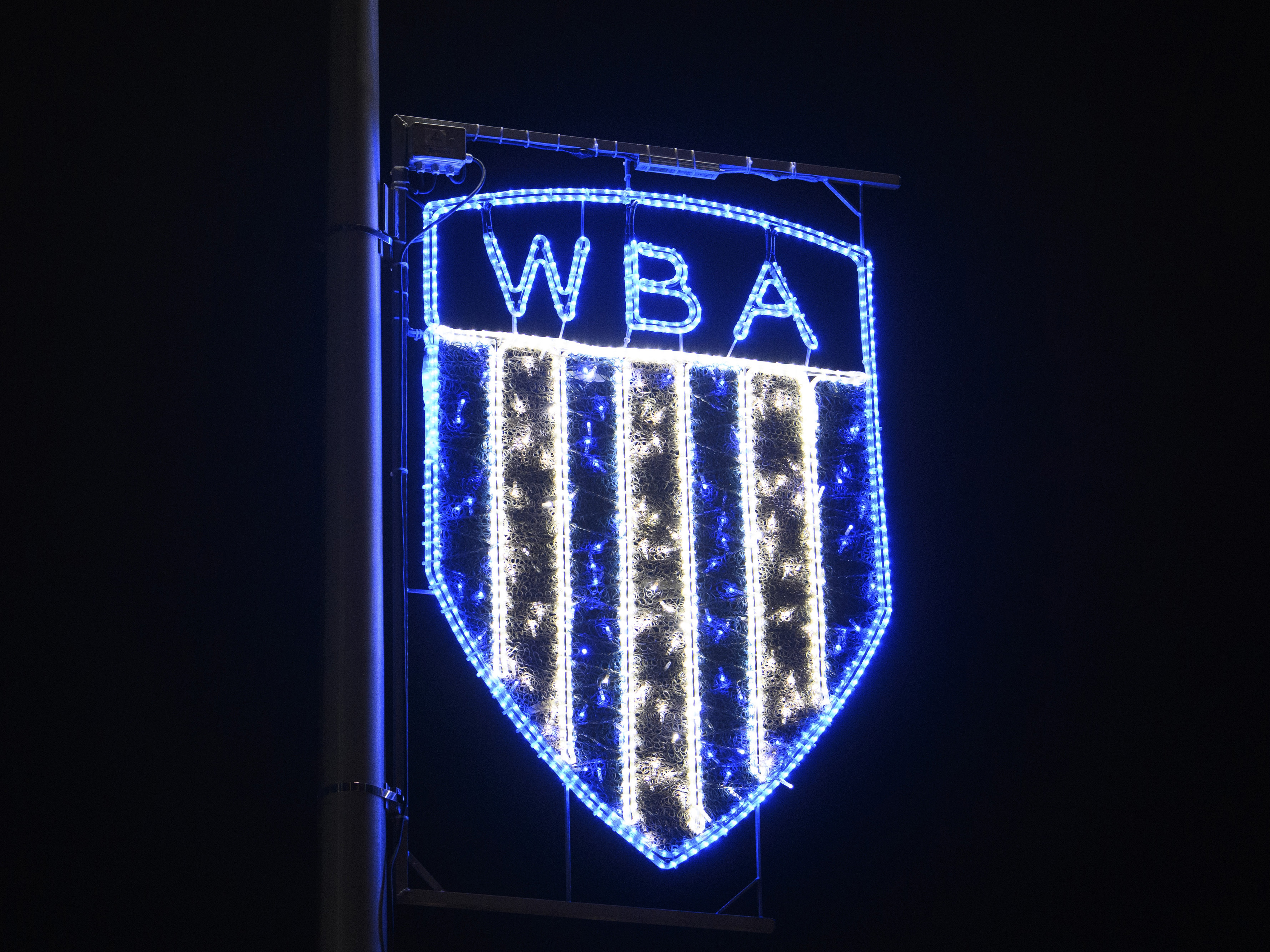 WBA Christmas light outside the stadium