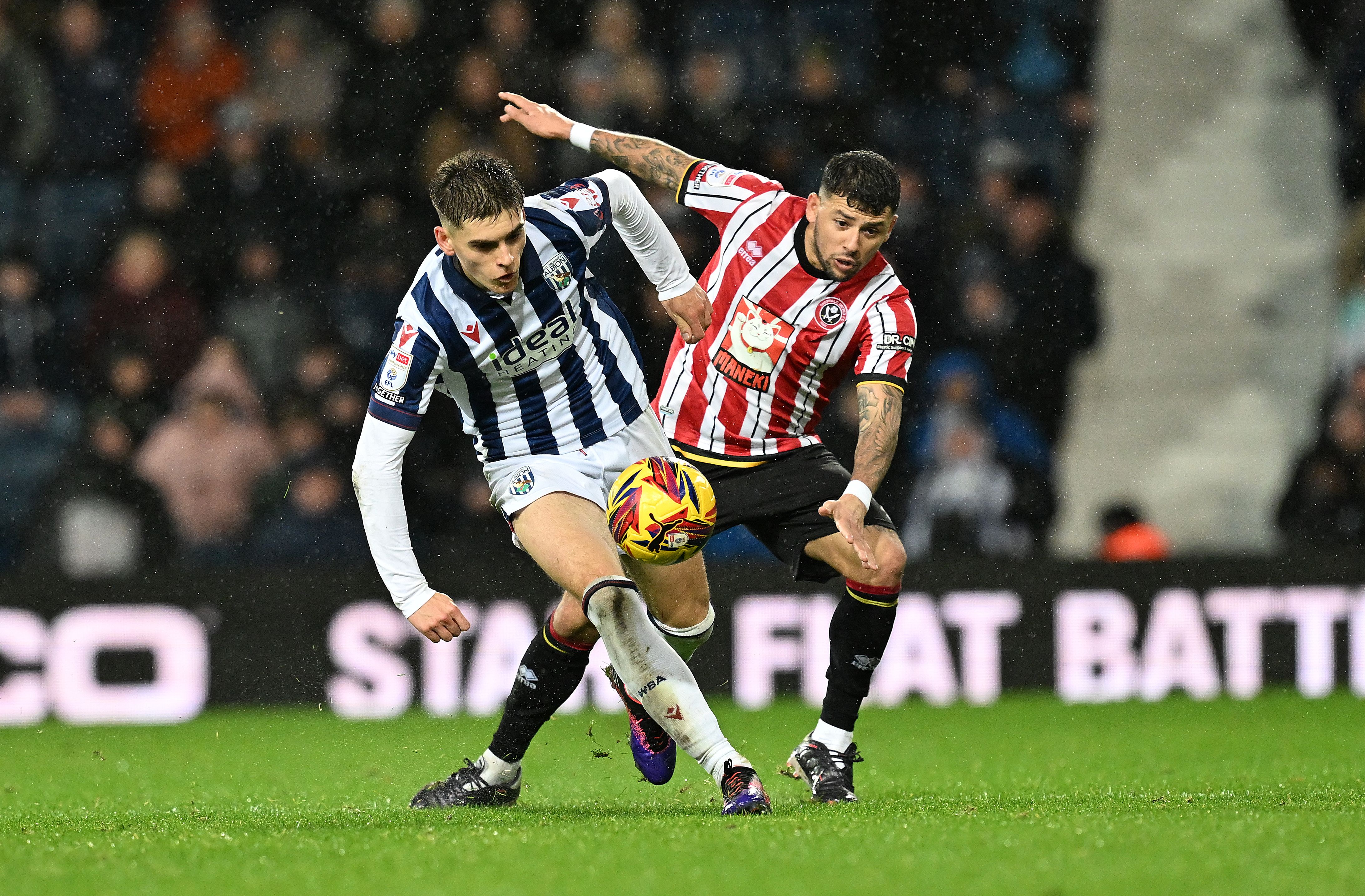 Tom Fellows on the ball against Sheffield United 