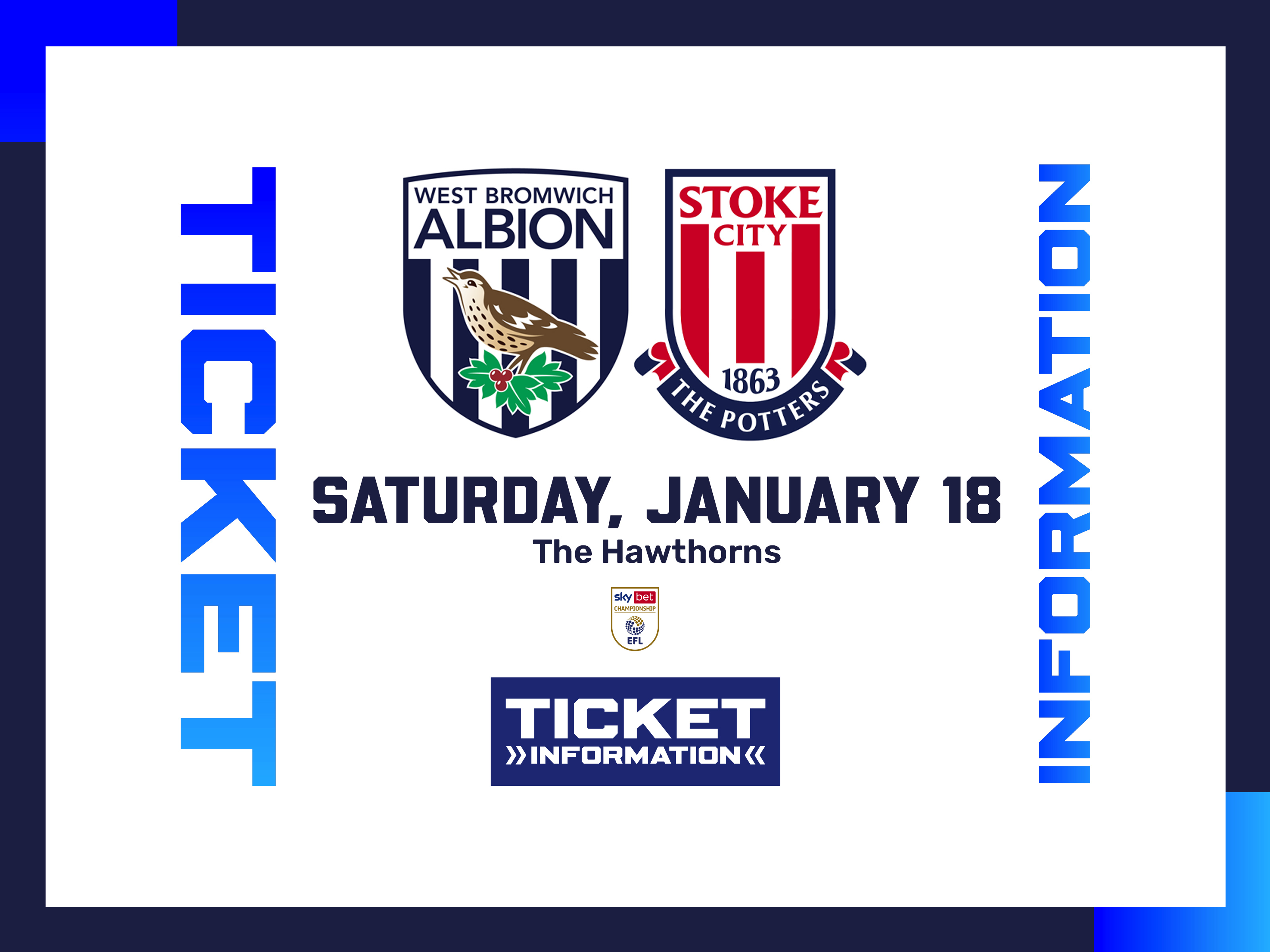 A ticket graphic displaying information for Albion's game against Stoke