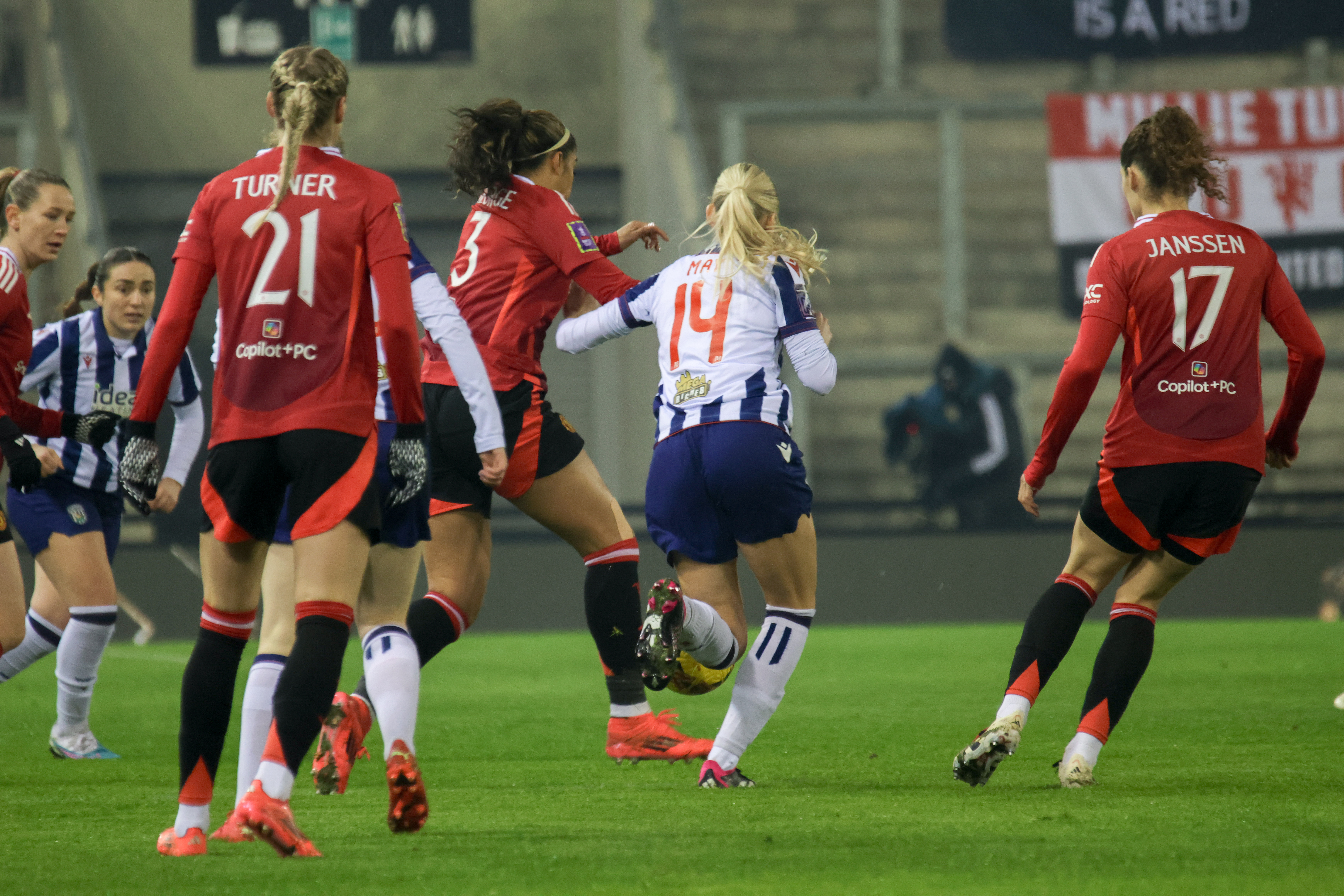 Ellie May in action for Albion against Man United