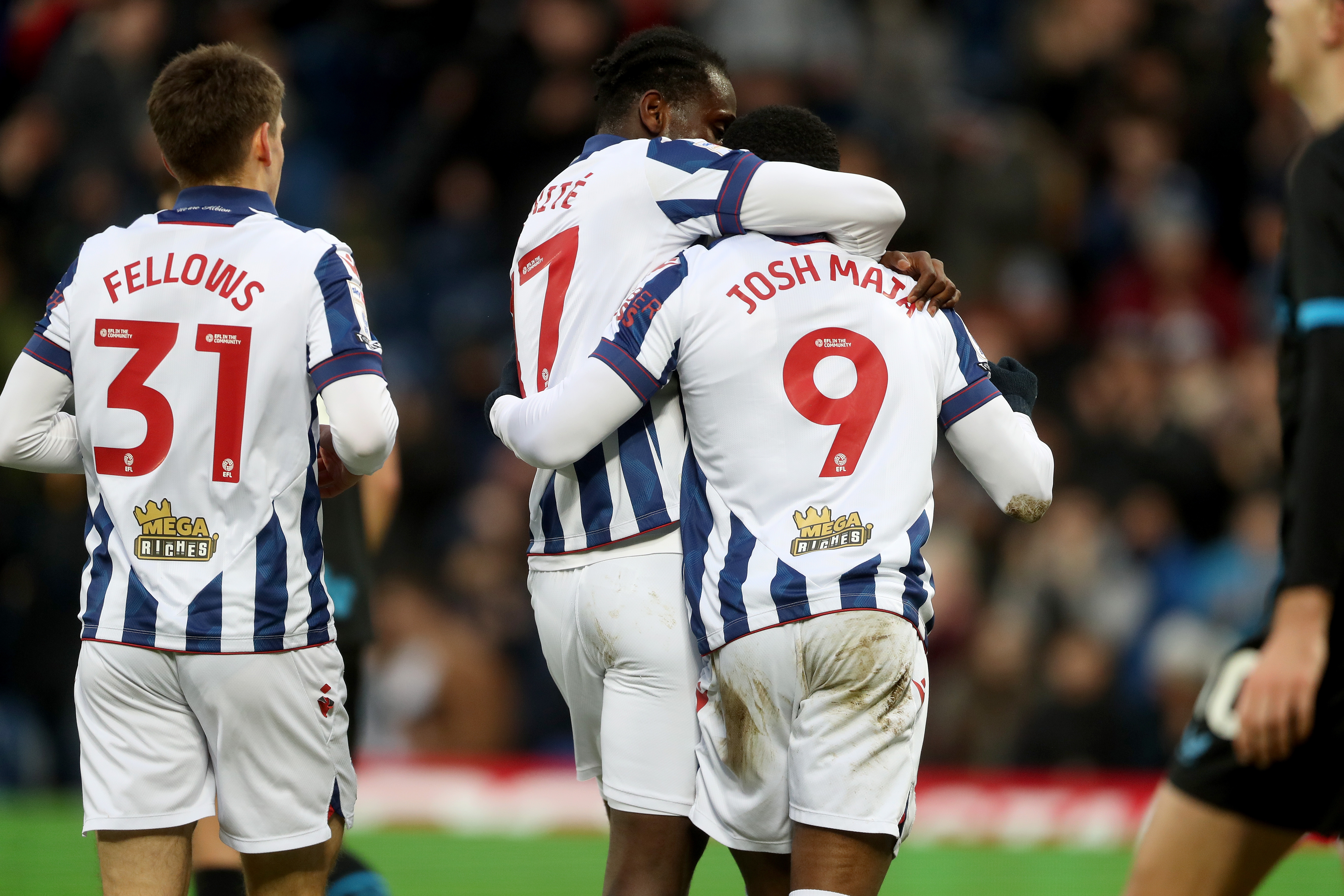 Josh Maja celebrates scoring against Preston with Ousmane Diakité