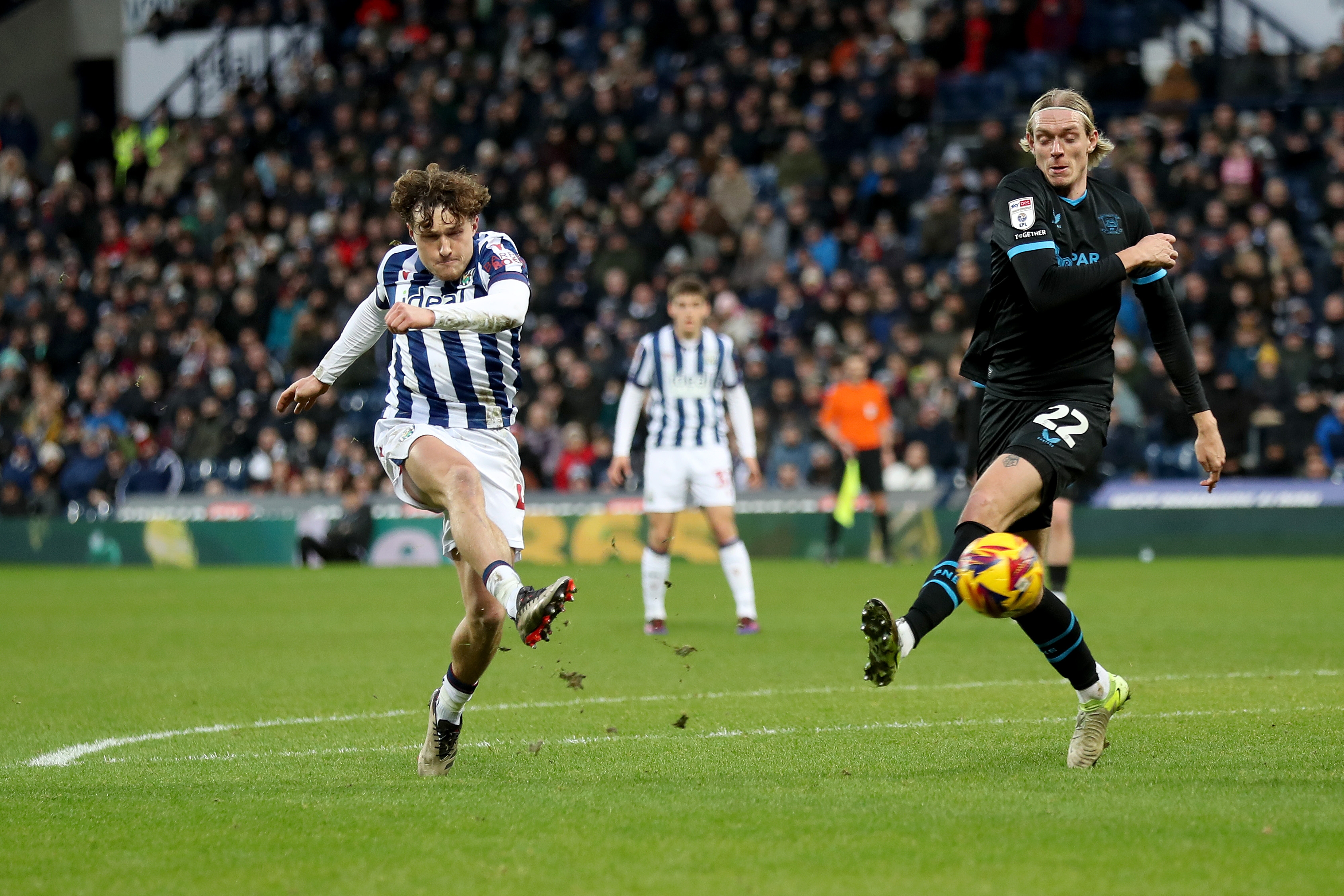 Callum Styles shoots and scores against Preston