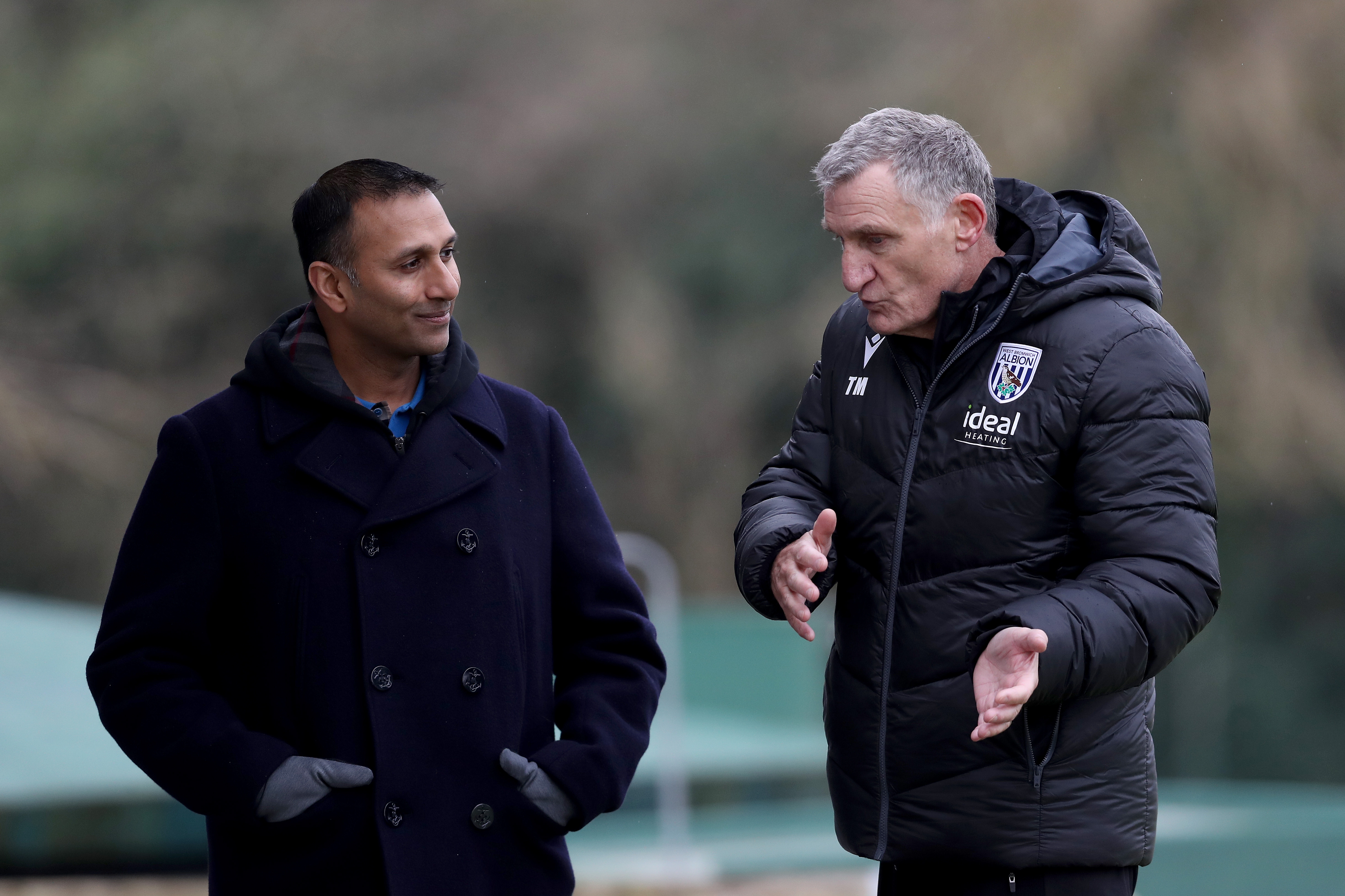 Chairman Shilen Patel chatting with Head Coach Tony Mowbray