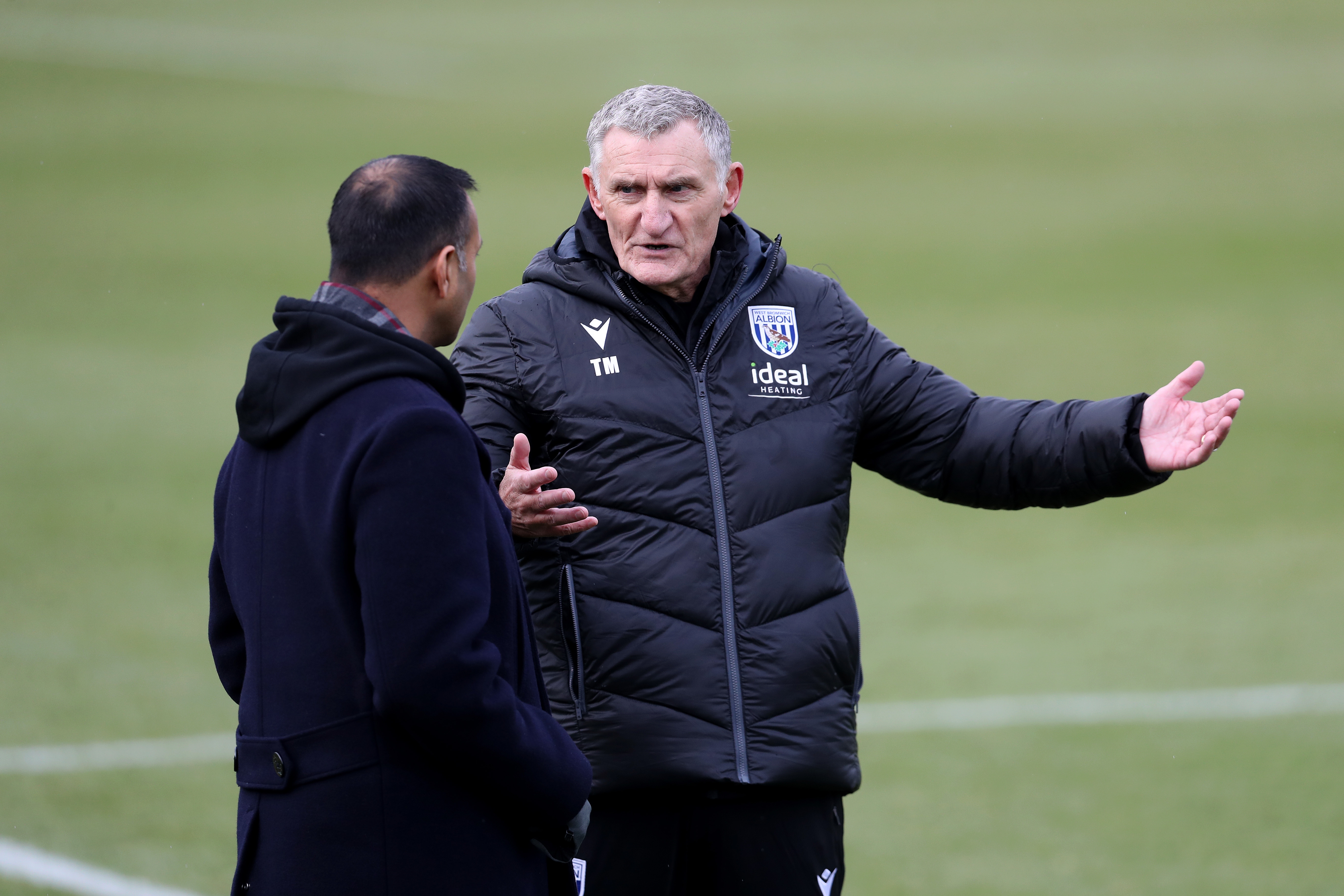 Chairman Shilen Patel chatting with Head Coach Tony Mowbray