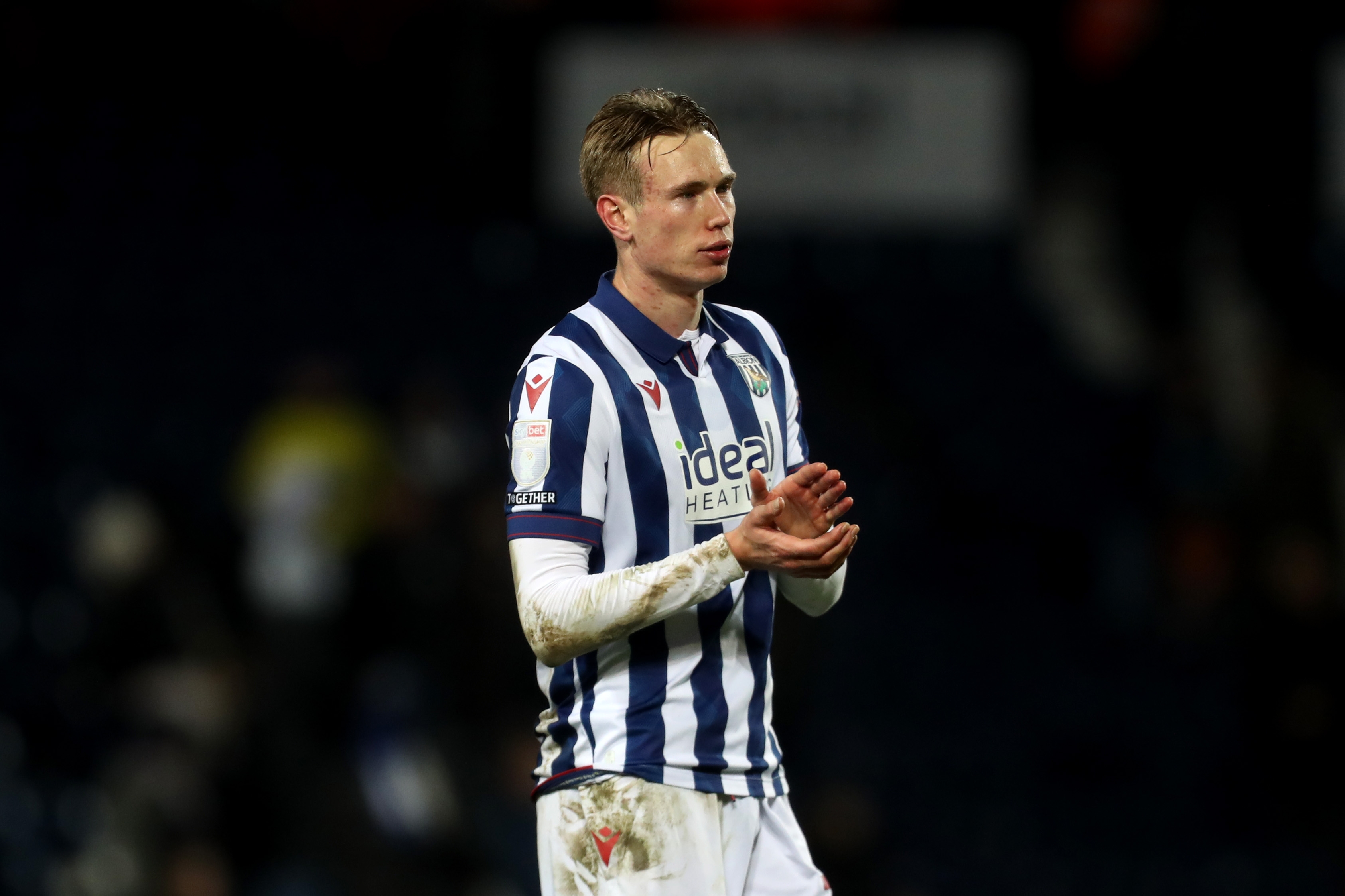 Torbjørn Heggem applauding Albion fans after the win over Preston