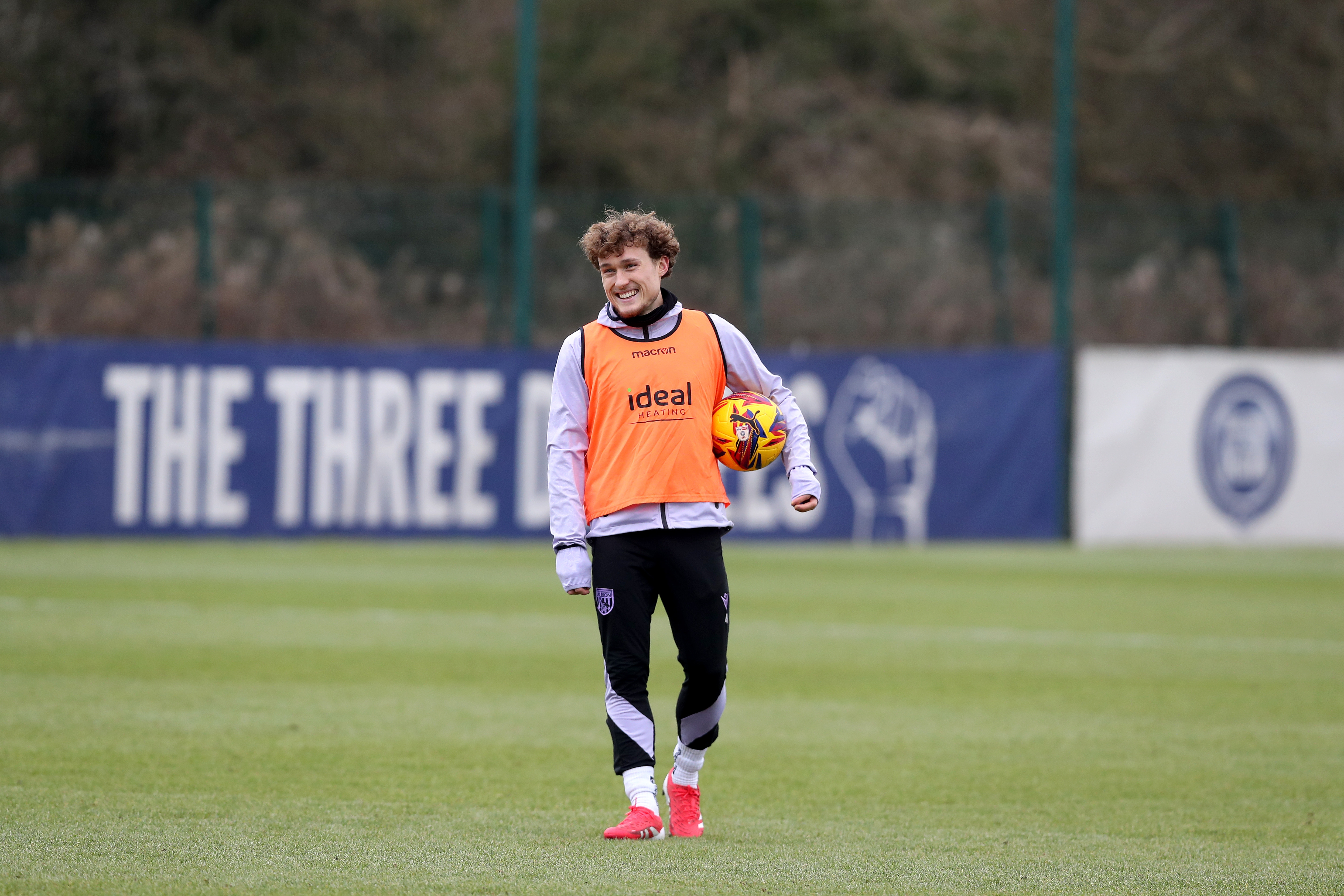 Callum Styles smiling during a training session