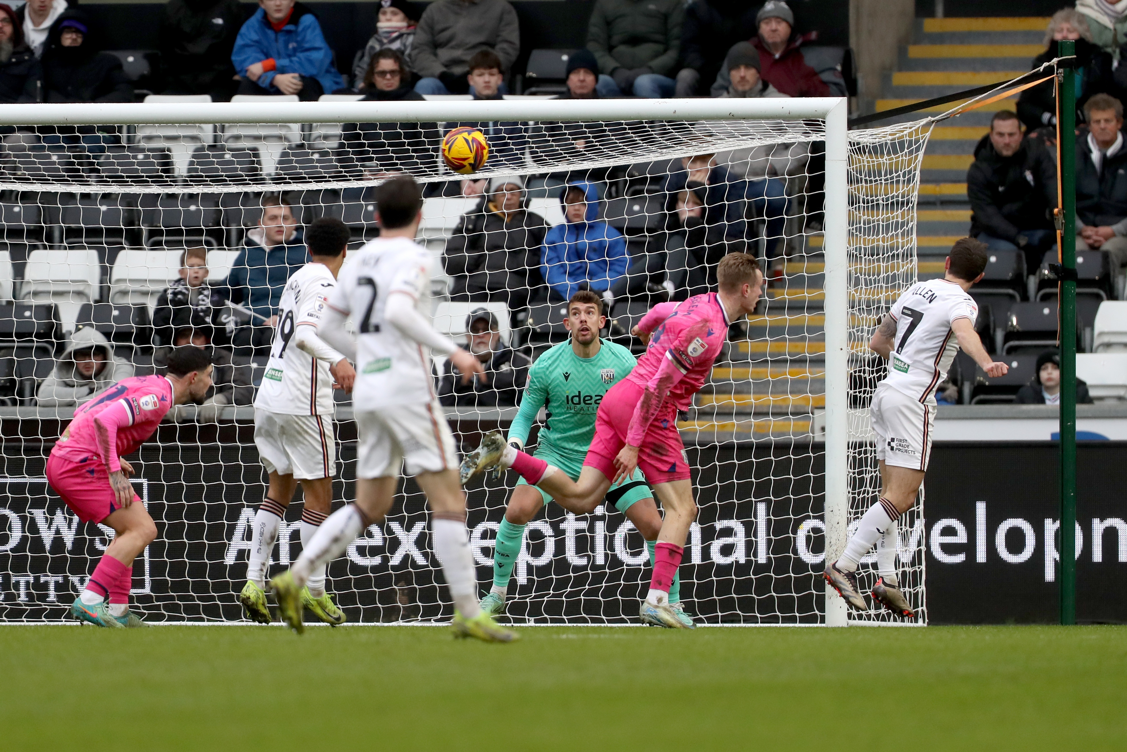 Joe Allen scores for Swansea against Albion