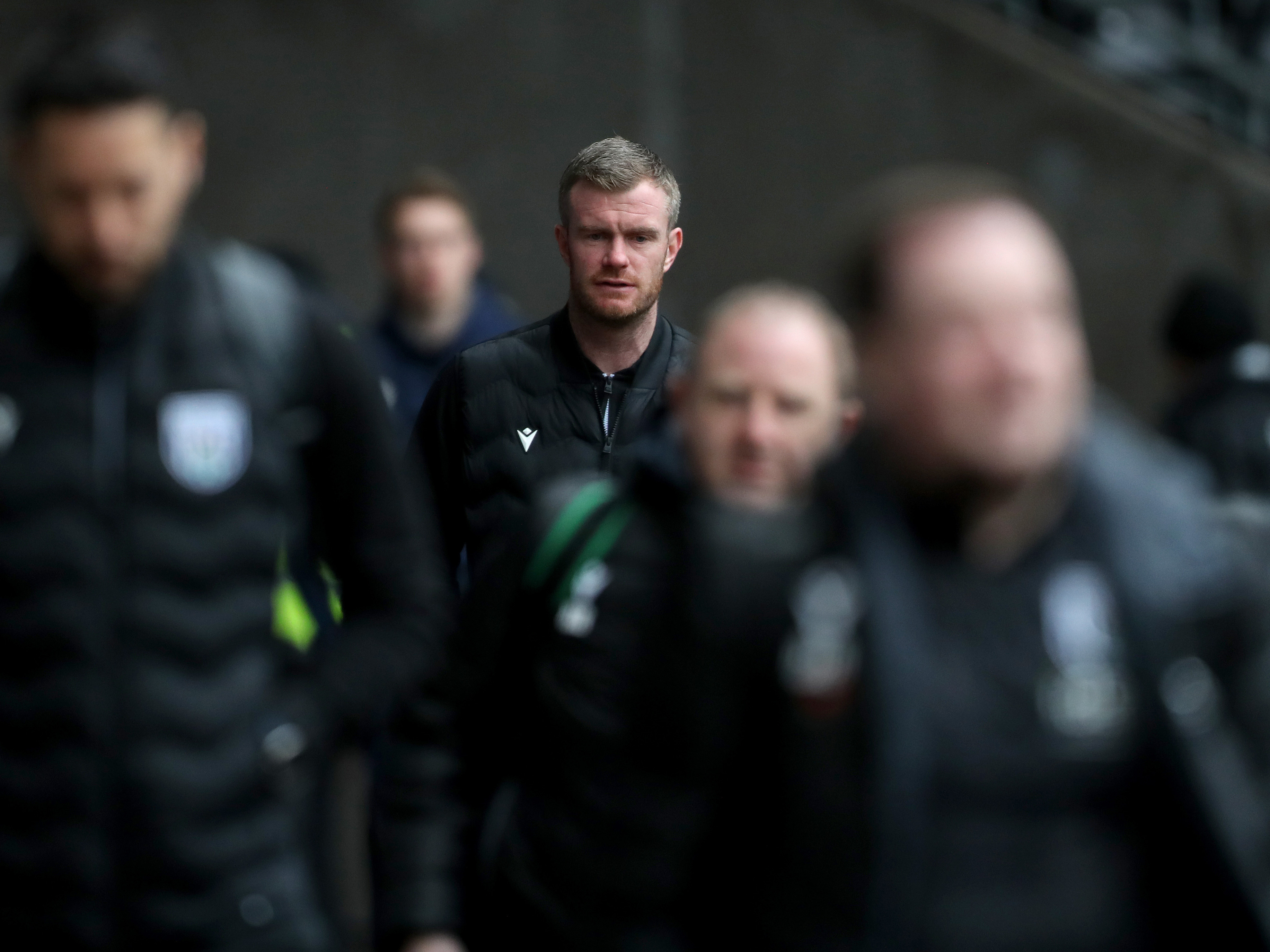 A photo of Chris Brunt arriving at the Swansea.Com Stadium