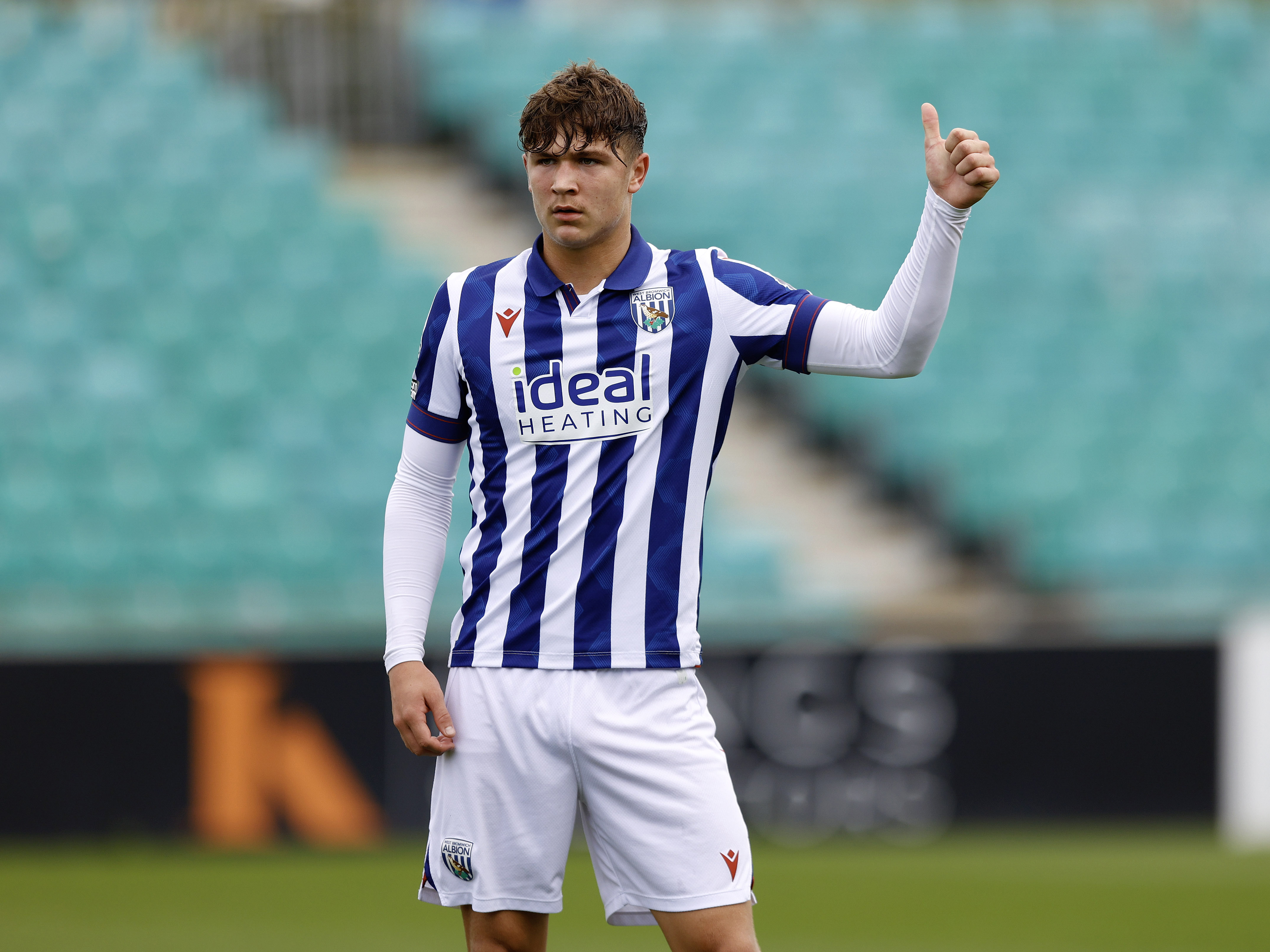 A photo of Albion youngsters Cole Deeming in the 2024/25 home kit