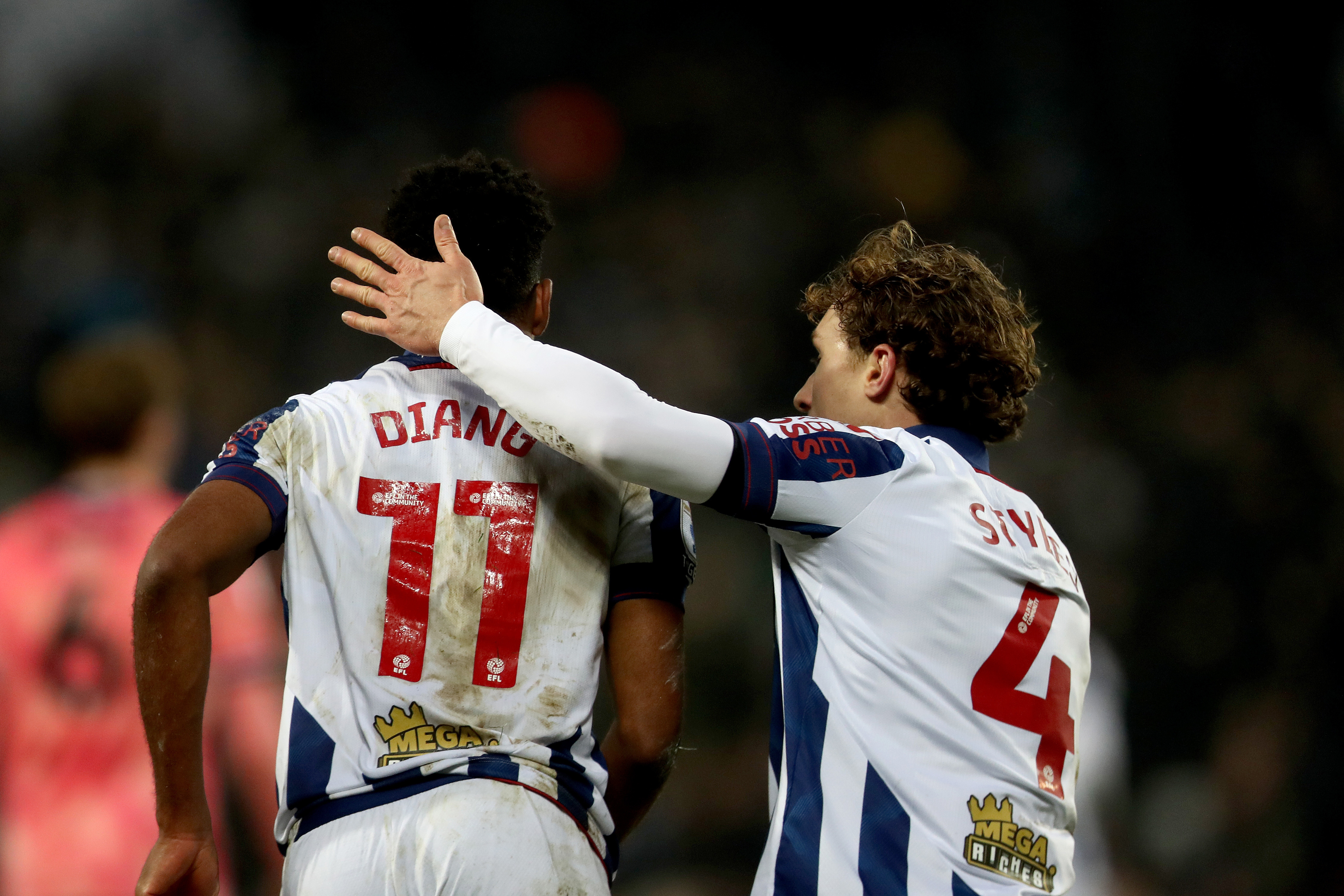 An image of Grady Diangana and Callum Styles celebrating a goal against Stoke