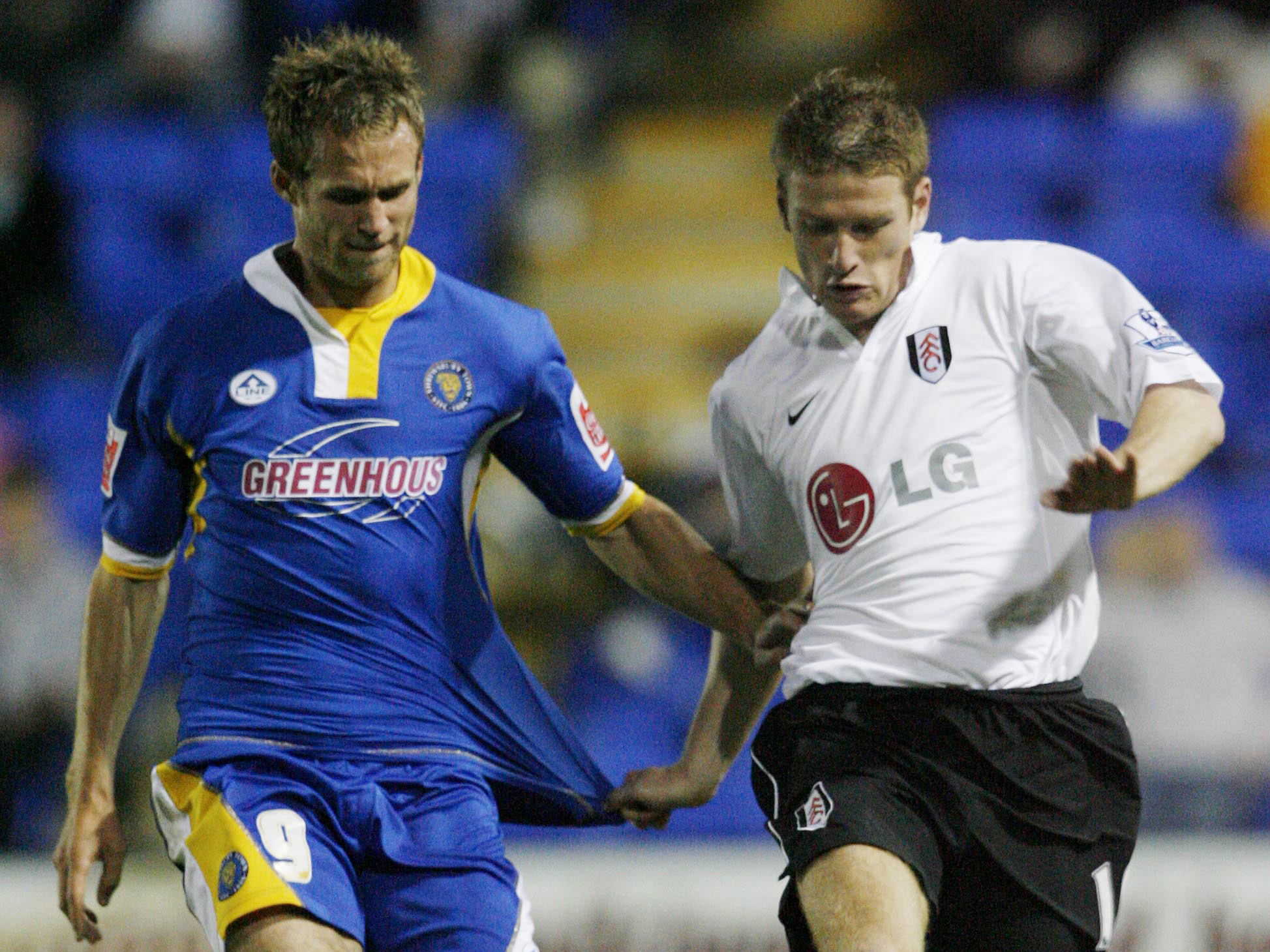 A photo of Stoke U18 coach Dave Hibbert in action during his playing days for Shrewsbury Town