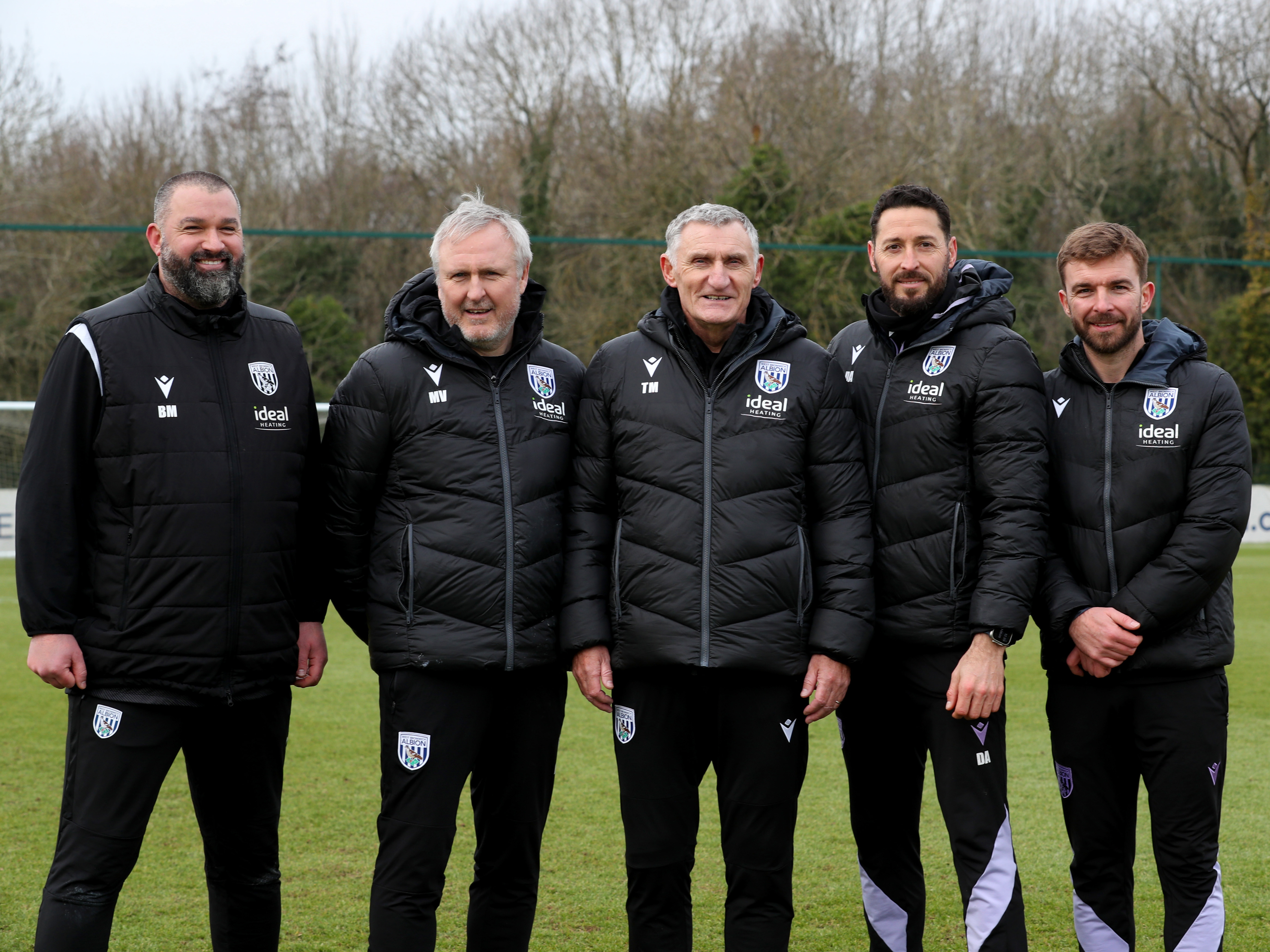 Tony Mowbray with his coaching staff Boaz Myhill, Mark Venus, Damia Abella and James Morrison