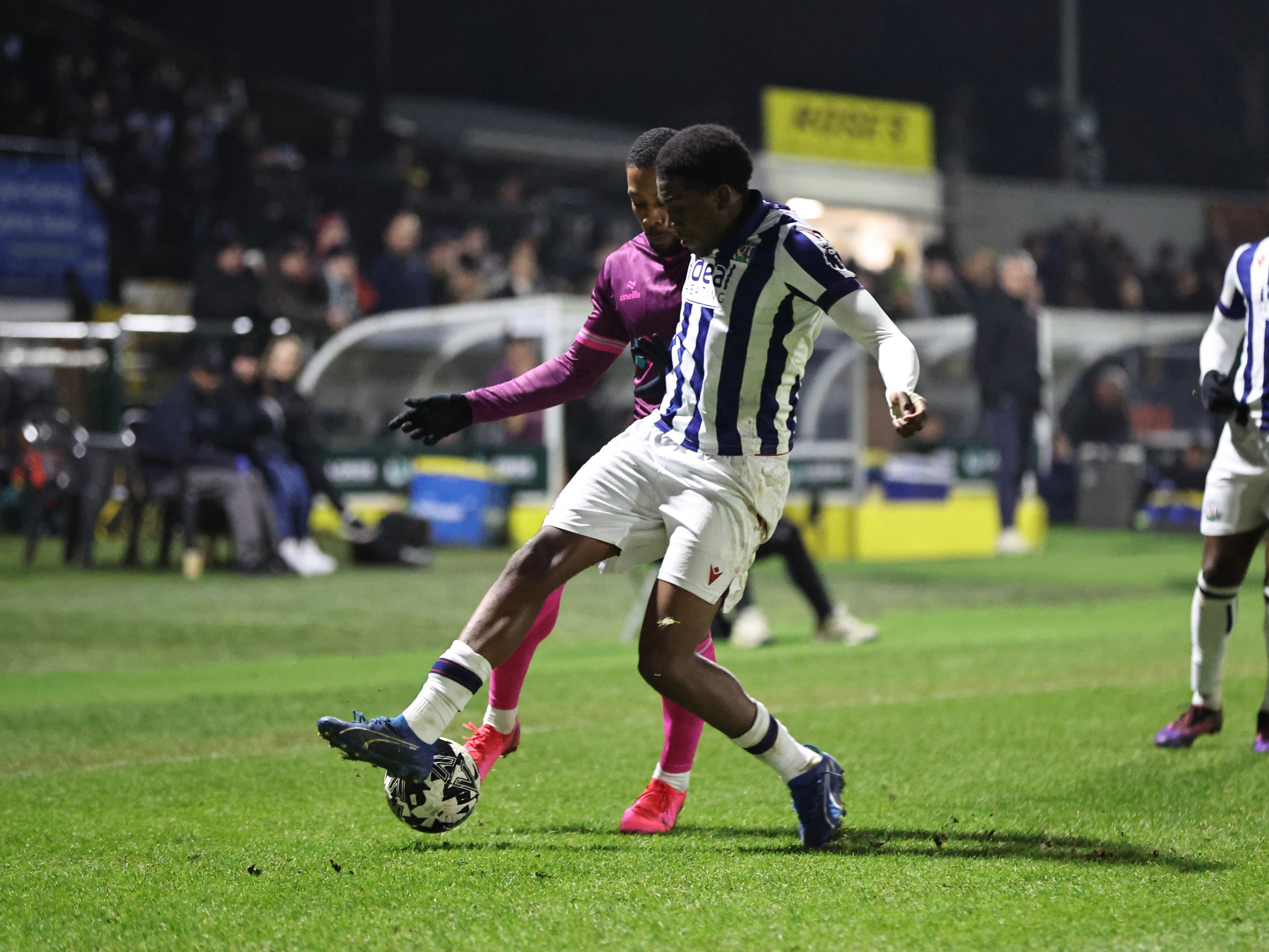 A photo of Albion U21 midfielder Souleyman Mandey in action v Sutton, wearing the 2024/25 home kit