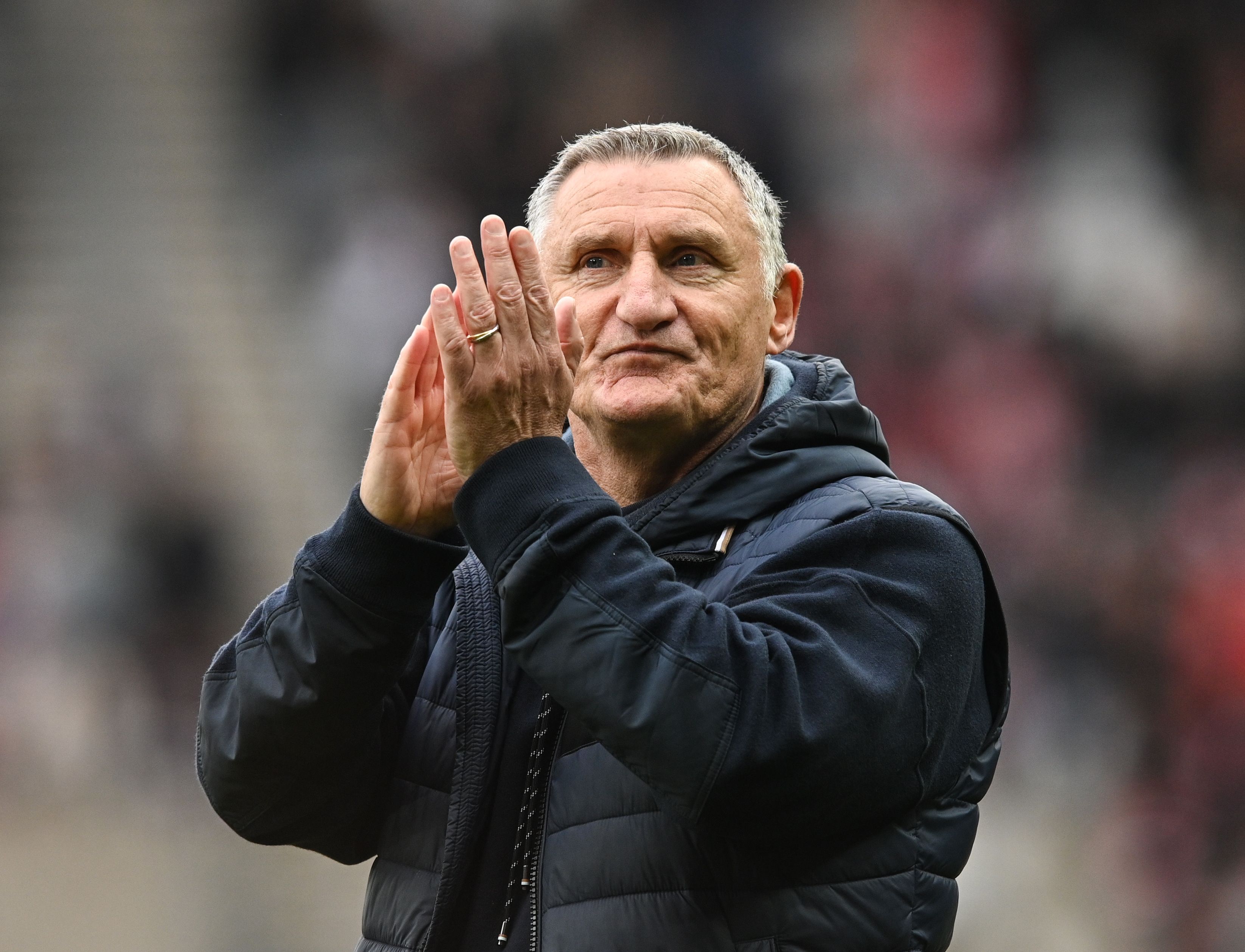 Tony Mowbray applauding supporters