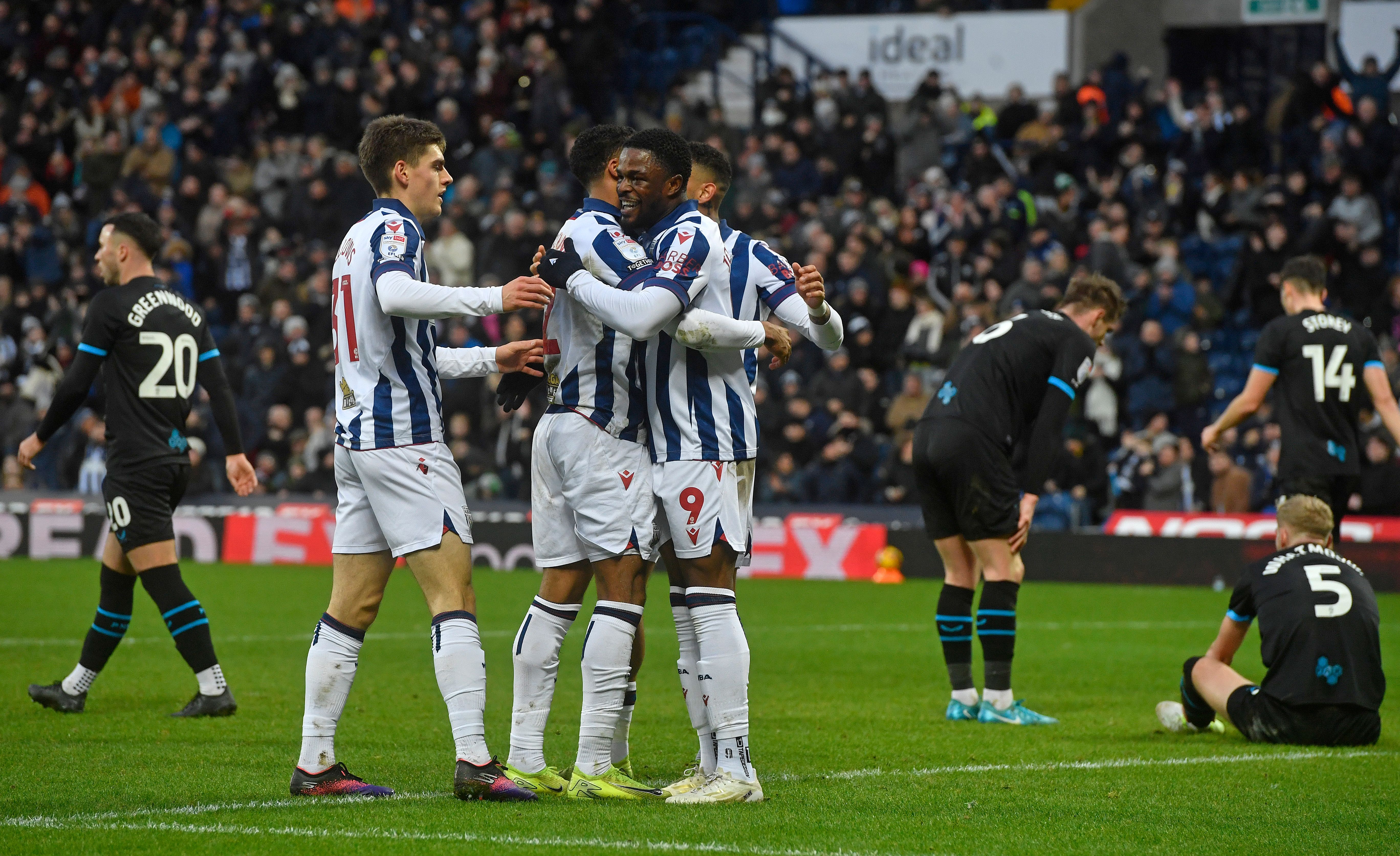 Josh Maja celebrates scoring against Preston for the second time