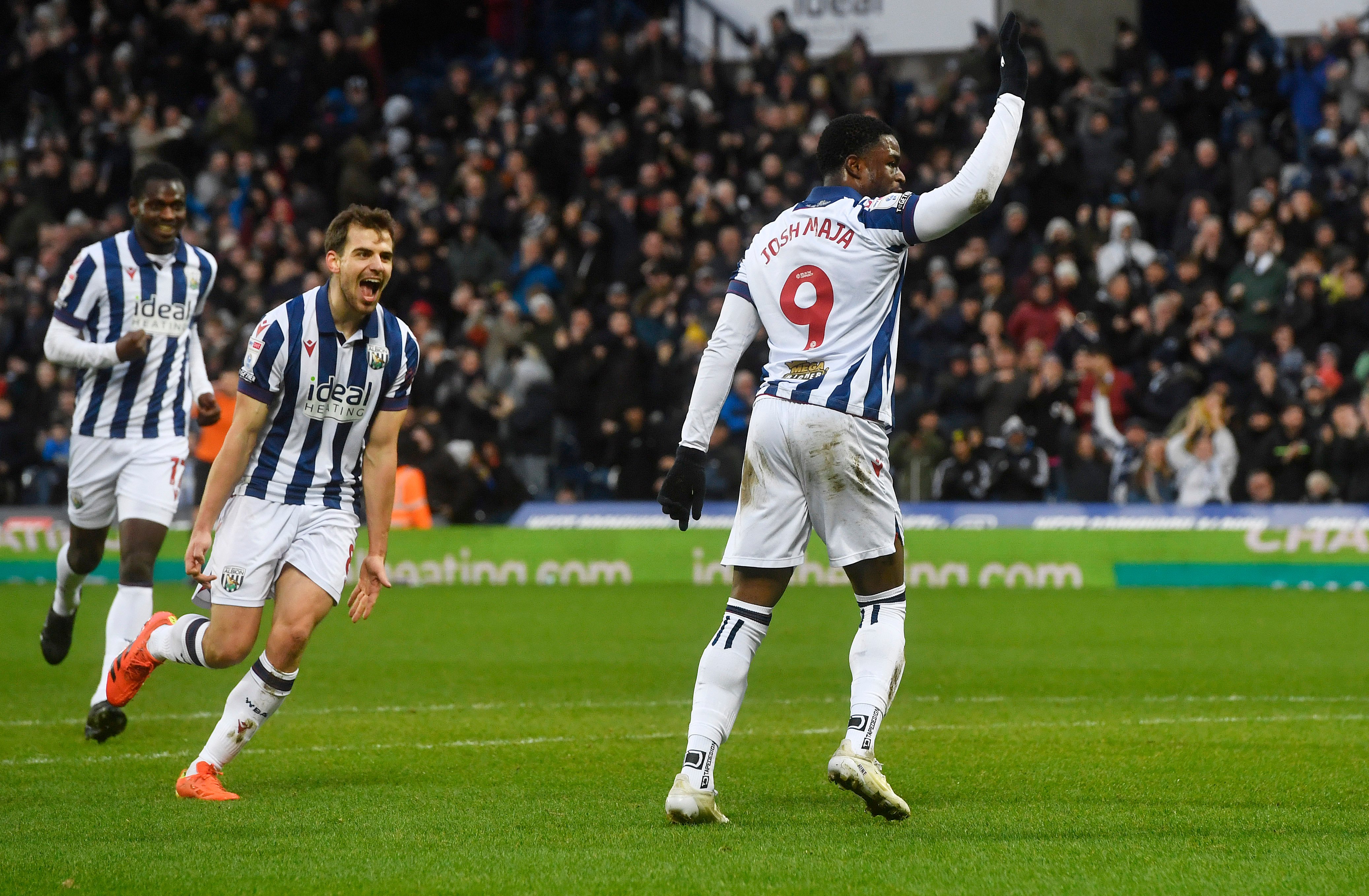 Josh Maja celebrates scoring against Preston 