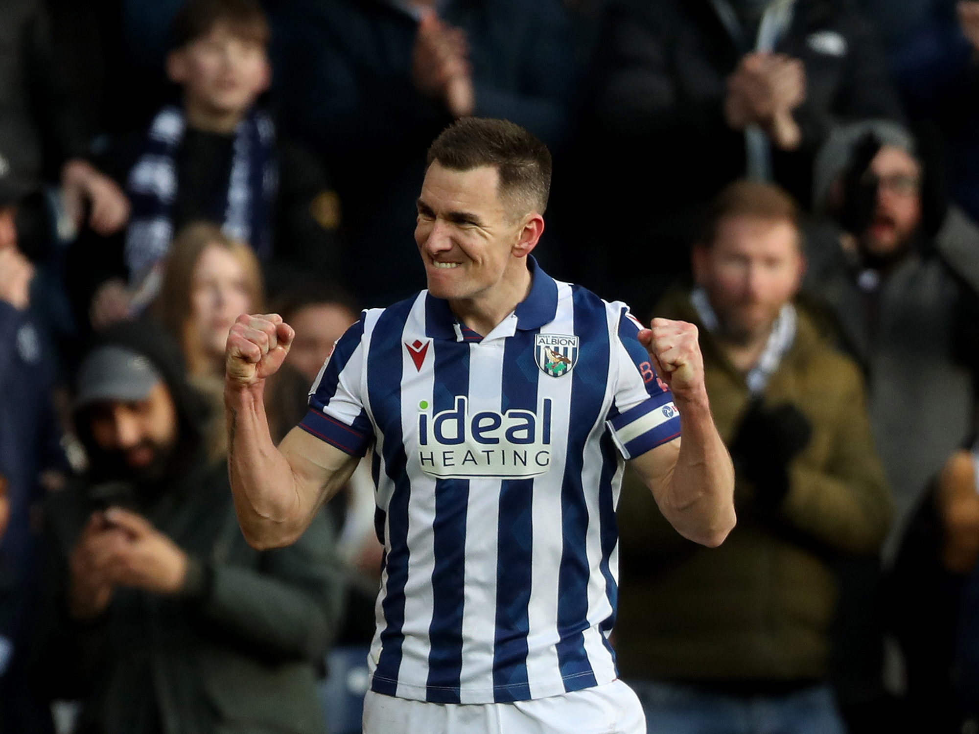 Jed Wallace celebrates after scoring against Portsmouth in the home kit 