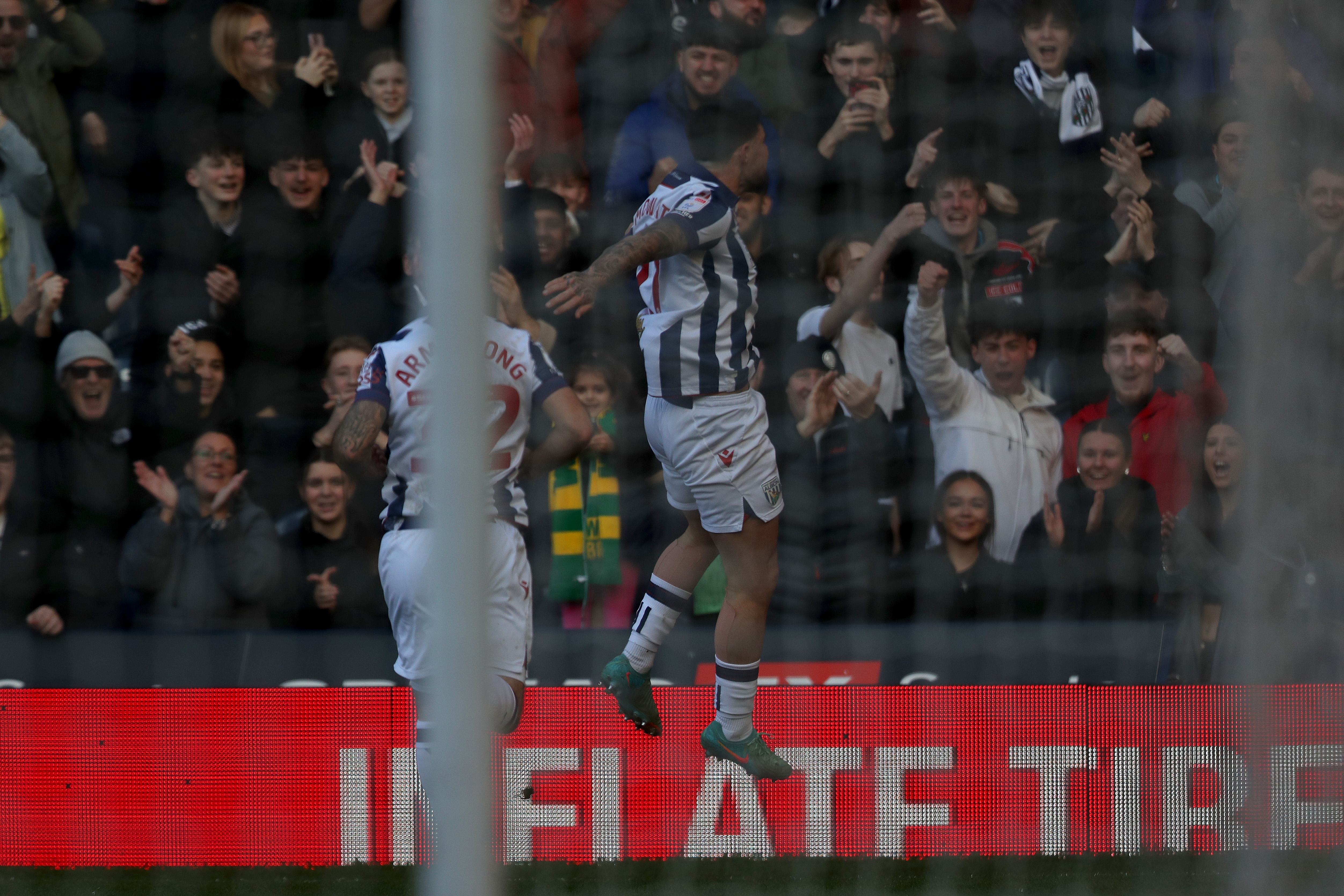 Alex Mowatt celebrates scoring against Oxford at The Hawthorns 