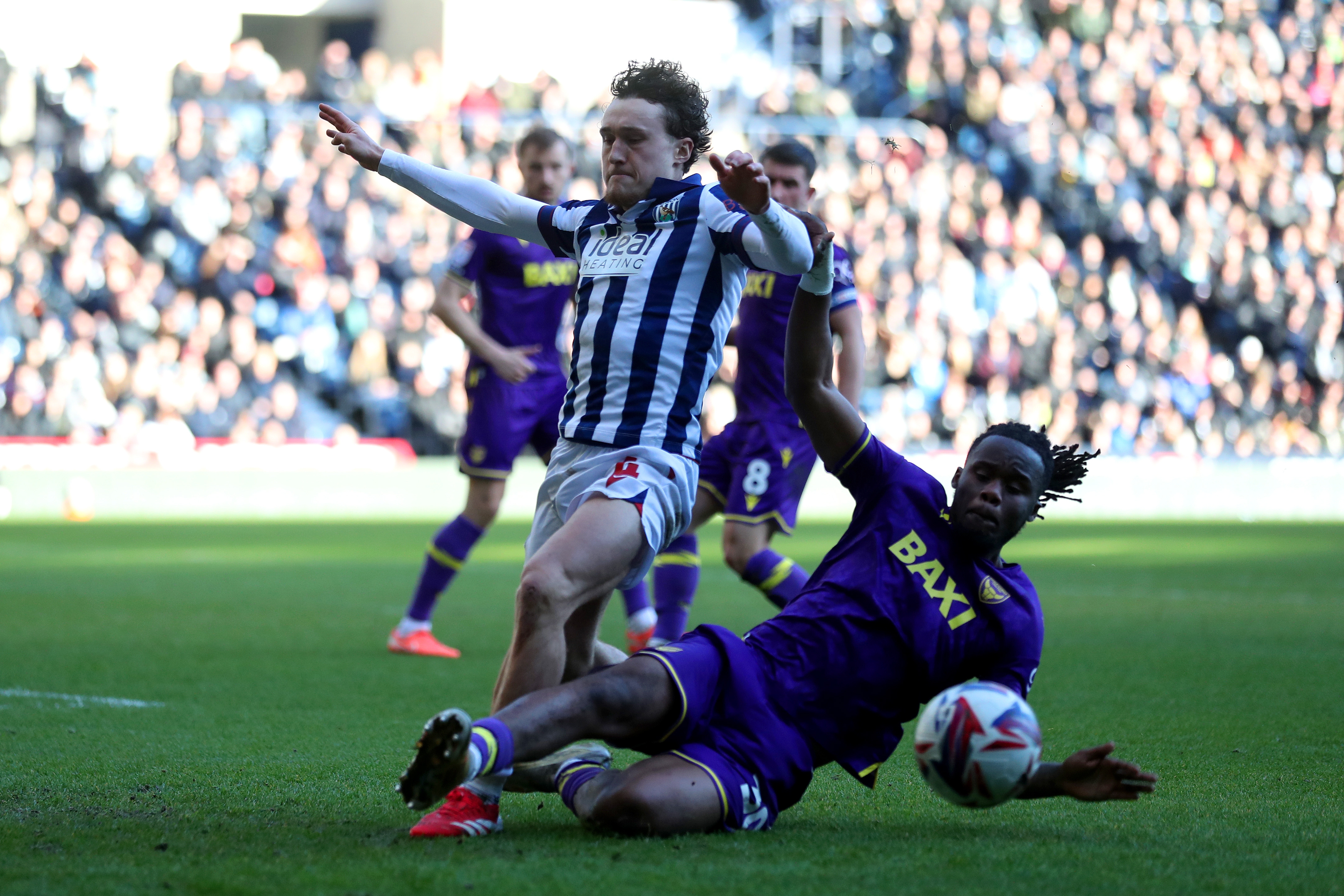 Callum Styles in action against Oxford United at The Hawthorns