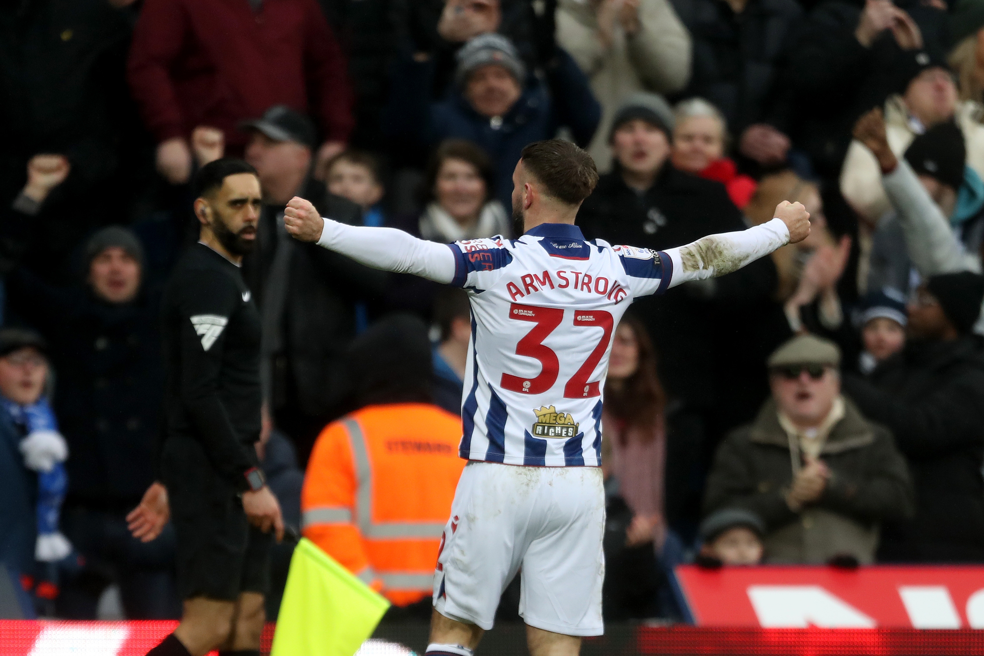 Adam Armstrong celebrates scoring against Sheffield Wednesday 