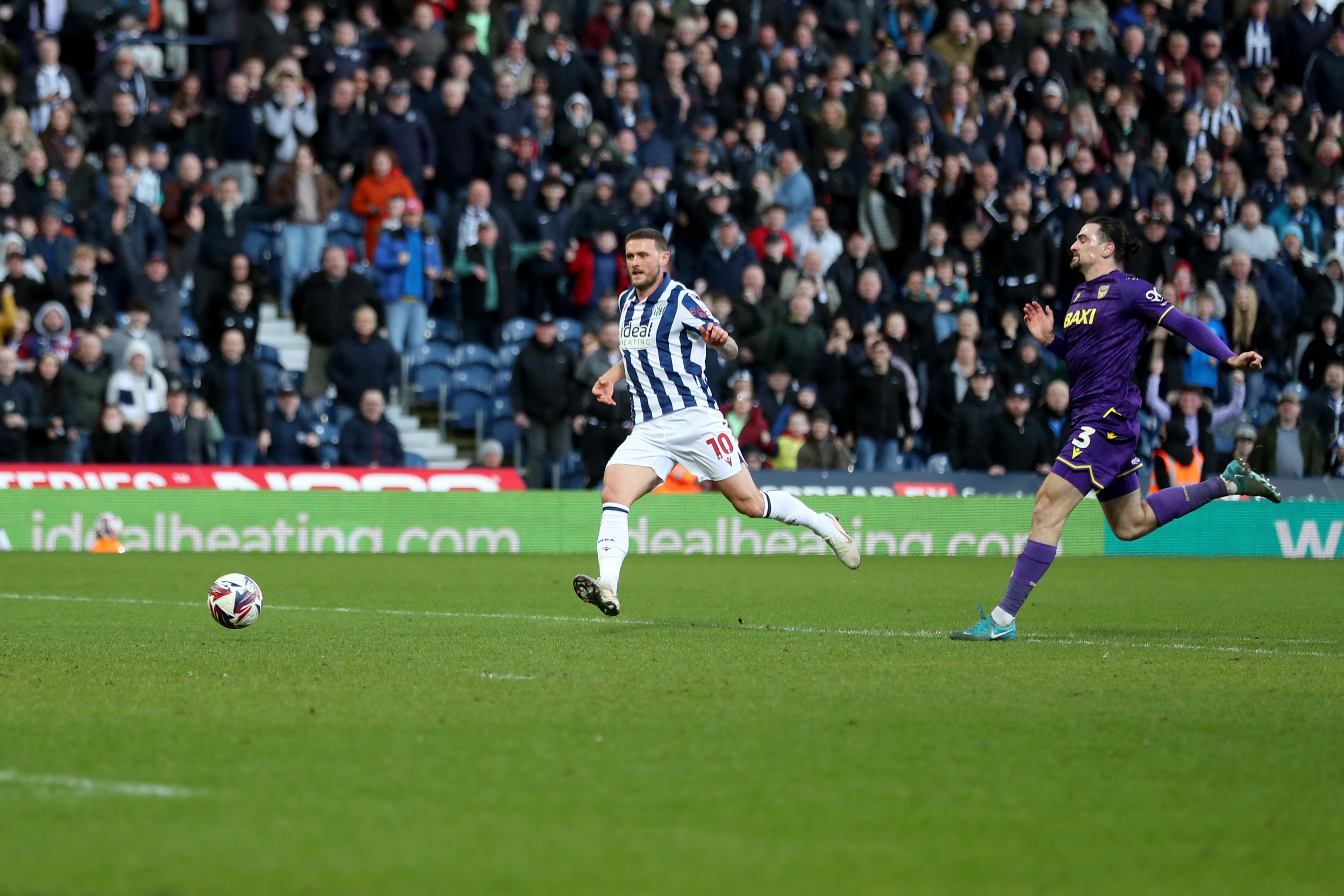 John Swift scores against Oxford at The Hawthorns