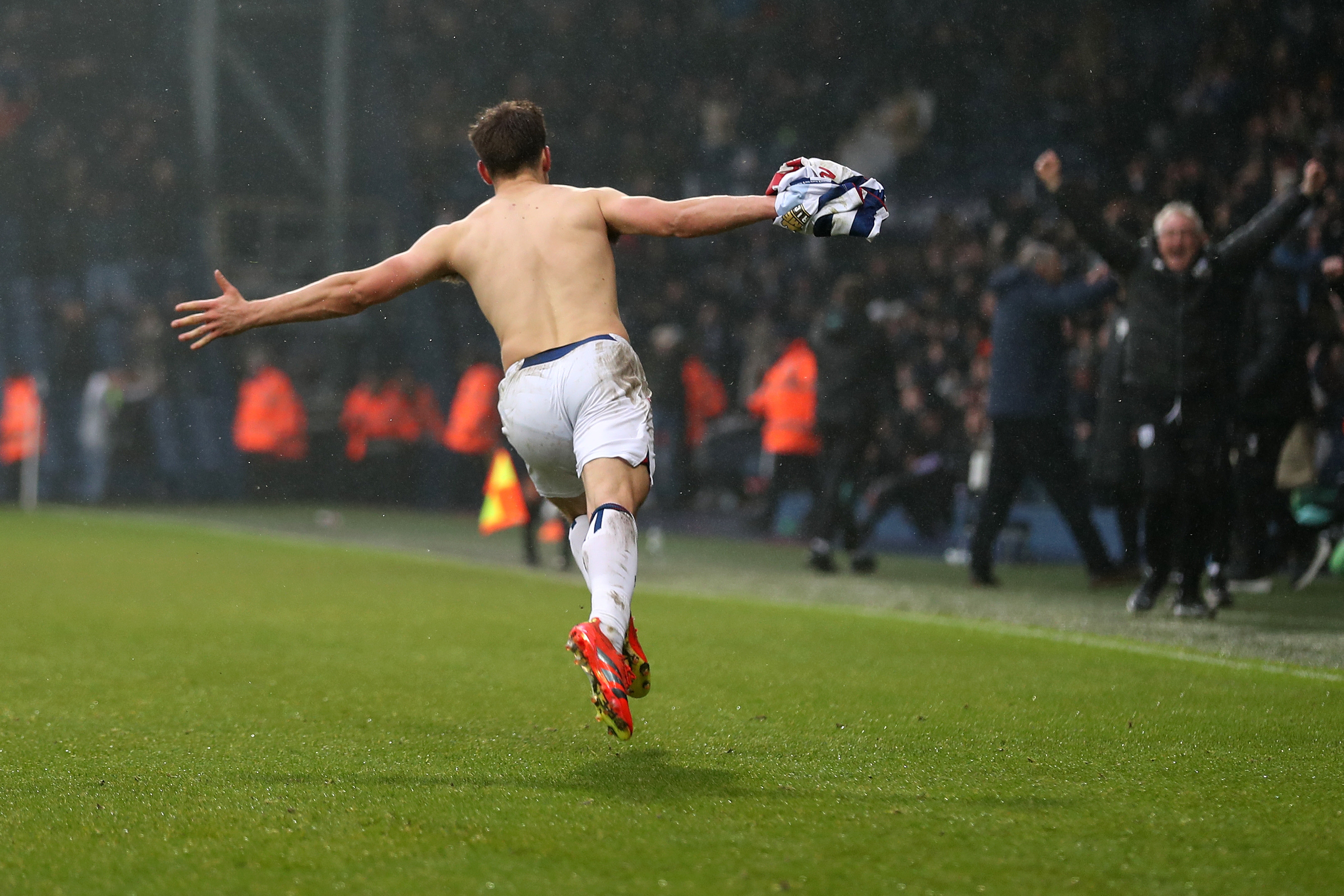 Jayson Molumby celebrates scoring against Sheffield Wednesday