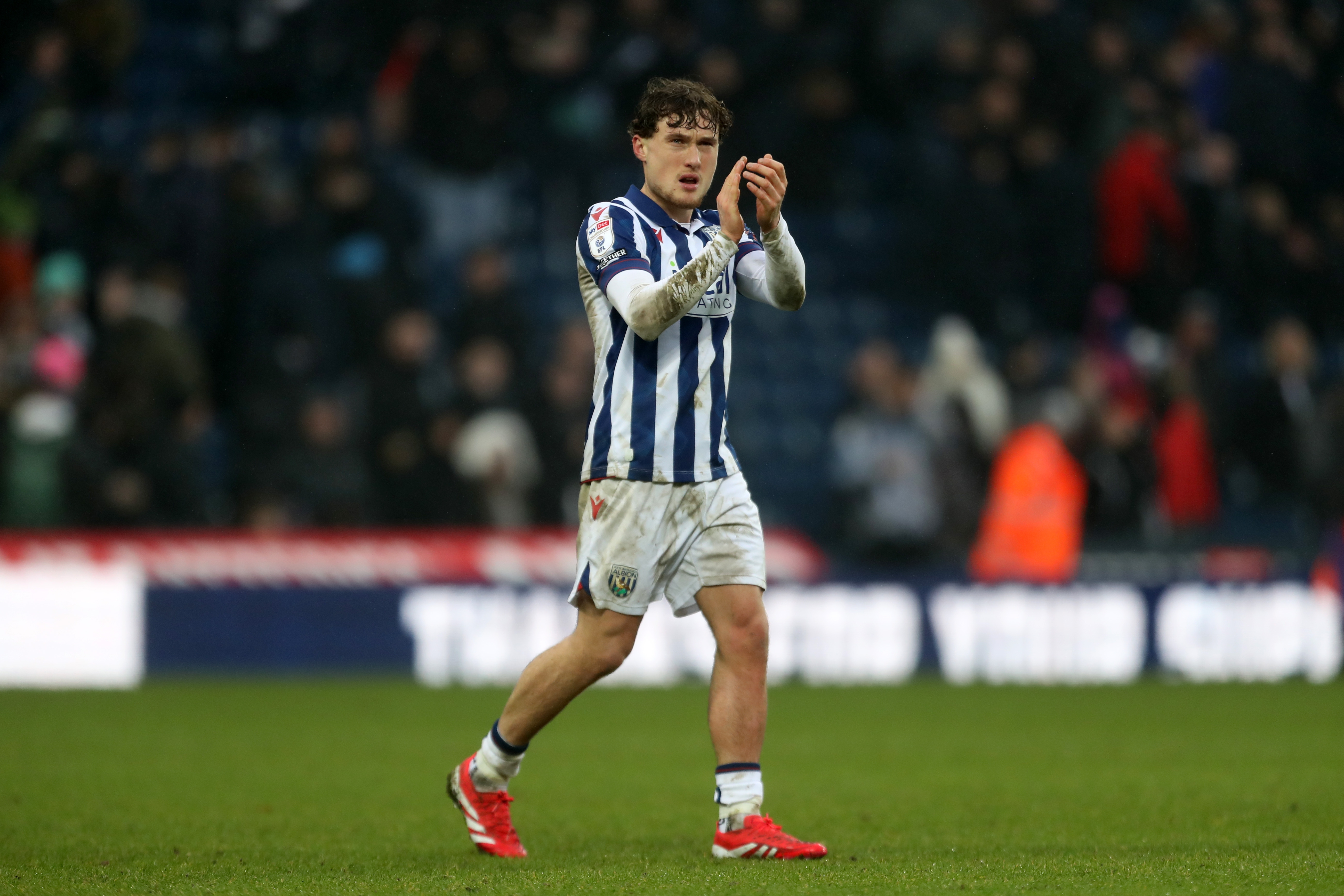 Callum Styles applauding Albion fans after beating Sheffield Wednesday