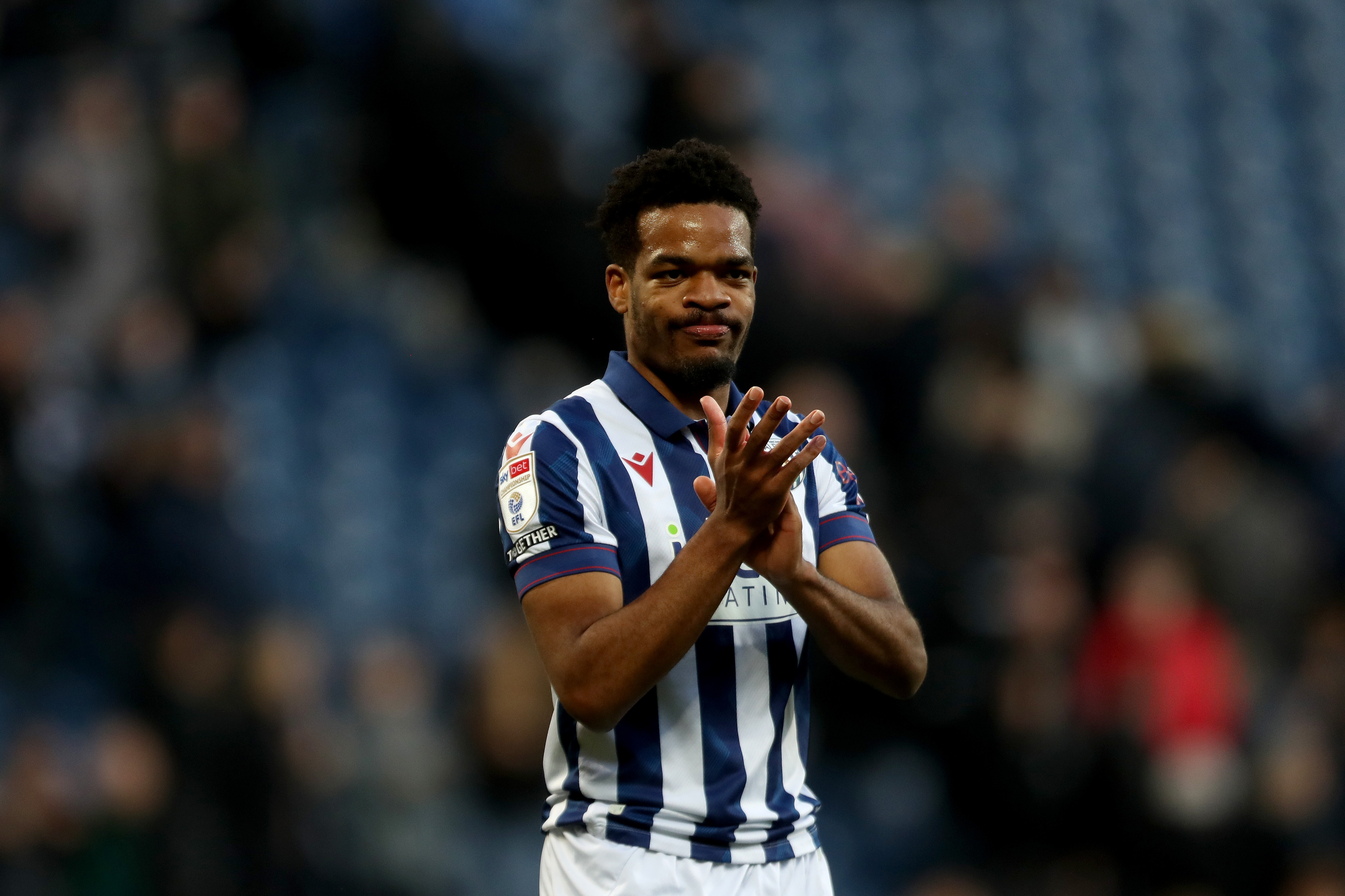 Grady Diangana applauding Albion fans after the Oxford game