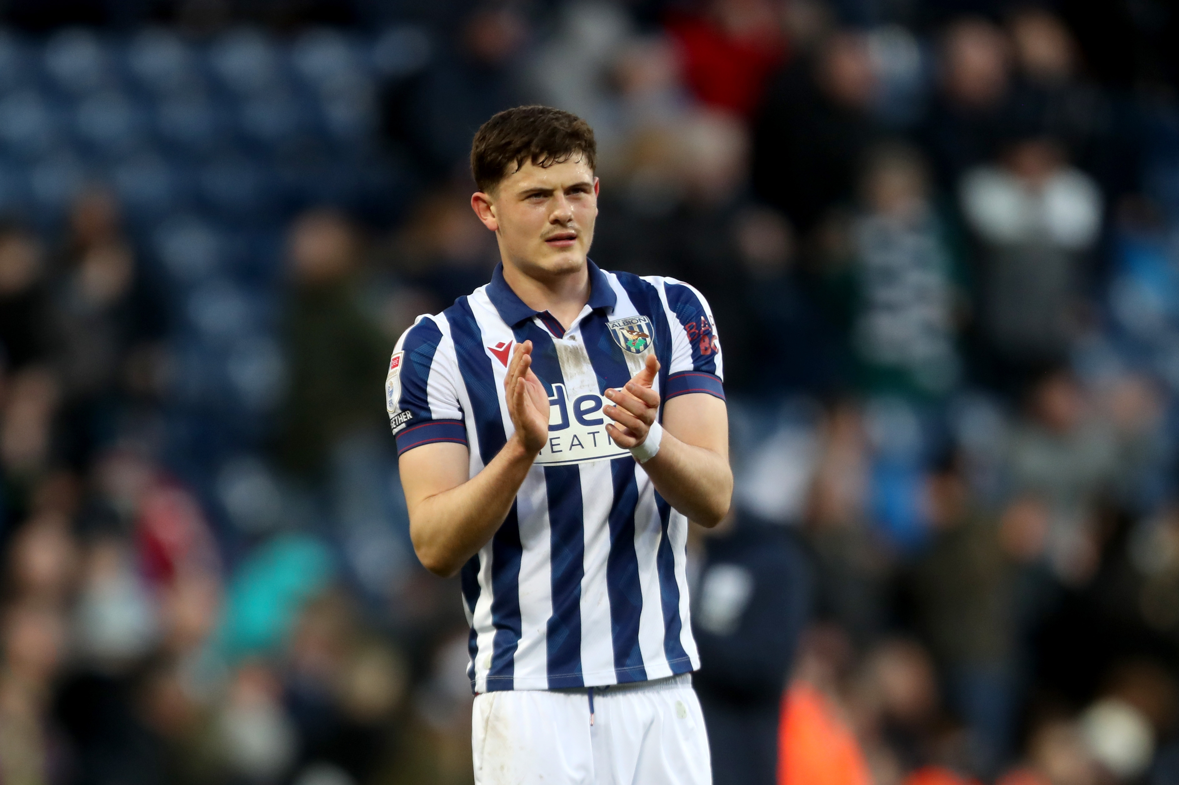 Will Lankshear applauding Albion fans after the Oxford game