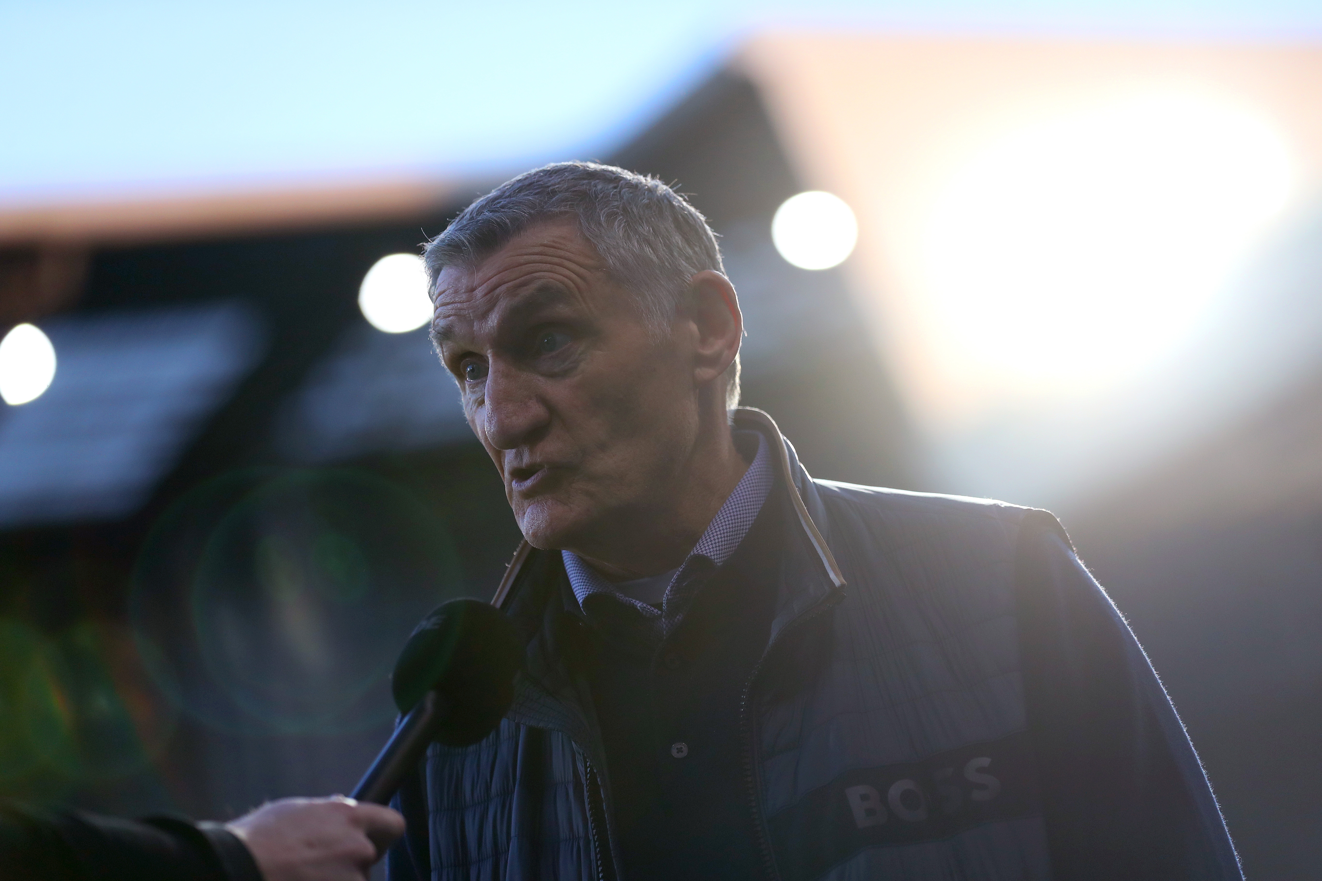 Tony Mowbray is interviewed after Albion's win against Oxford United 