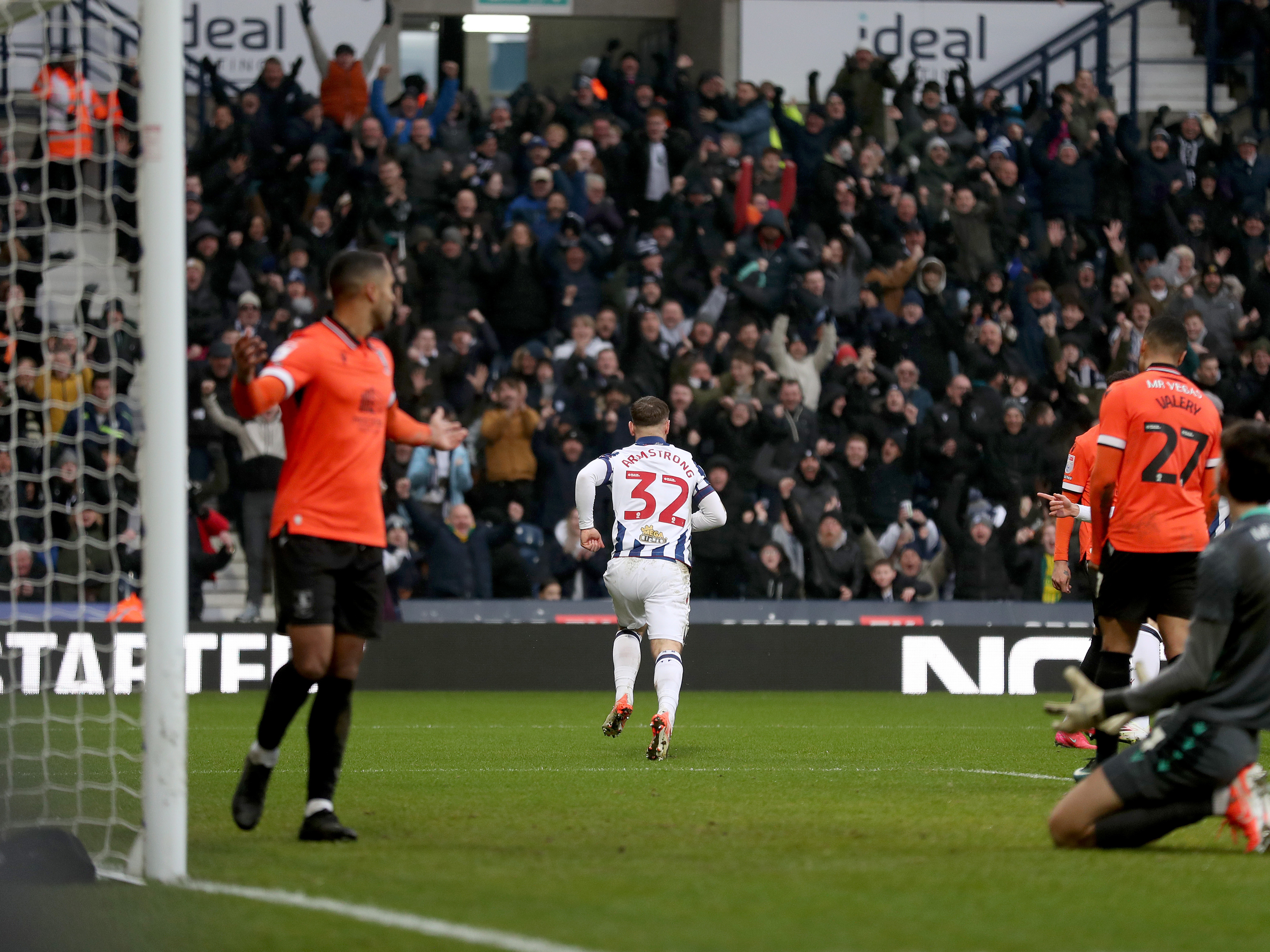 An image of Adam Armstrong celebrating his goal against Sheffield Wednesday