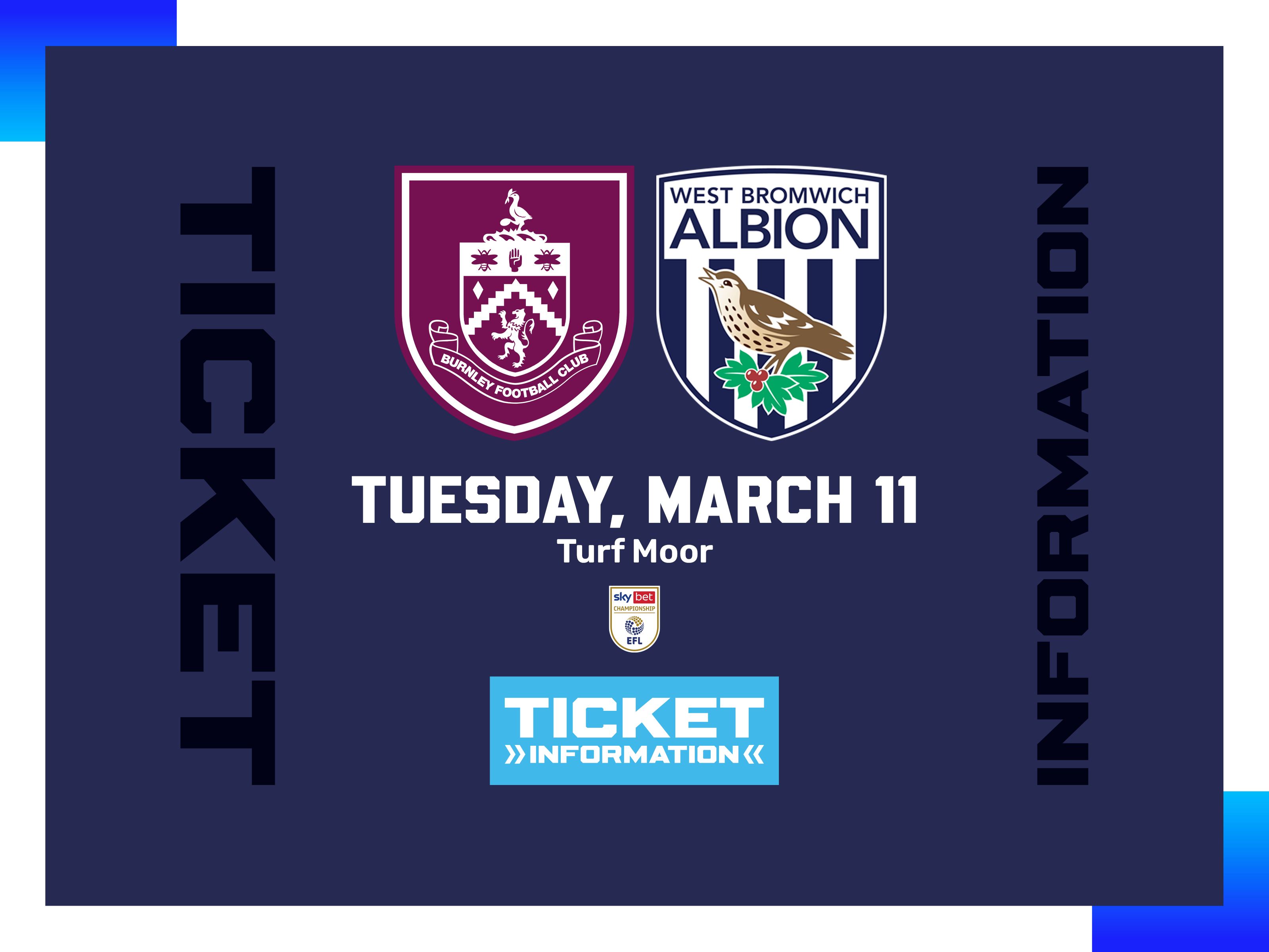 A ticket graphic displaying information for Albion's game against Burnley