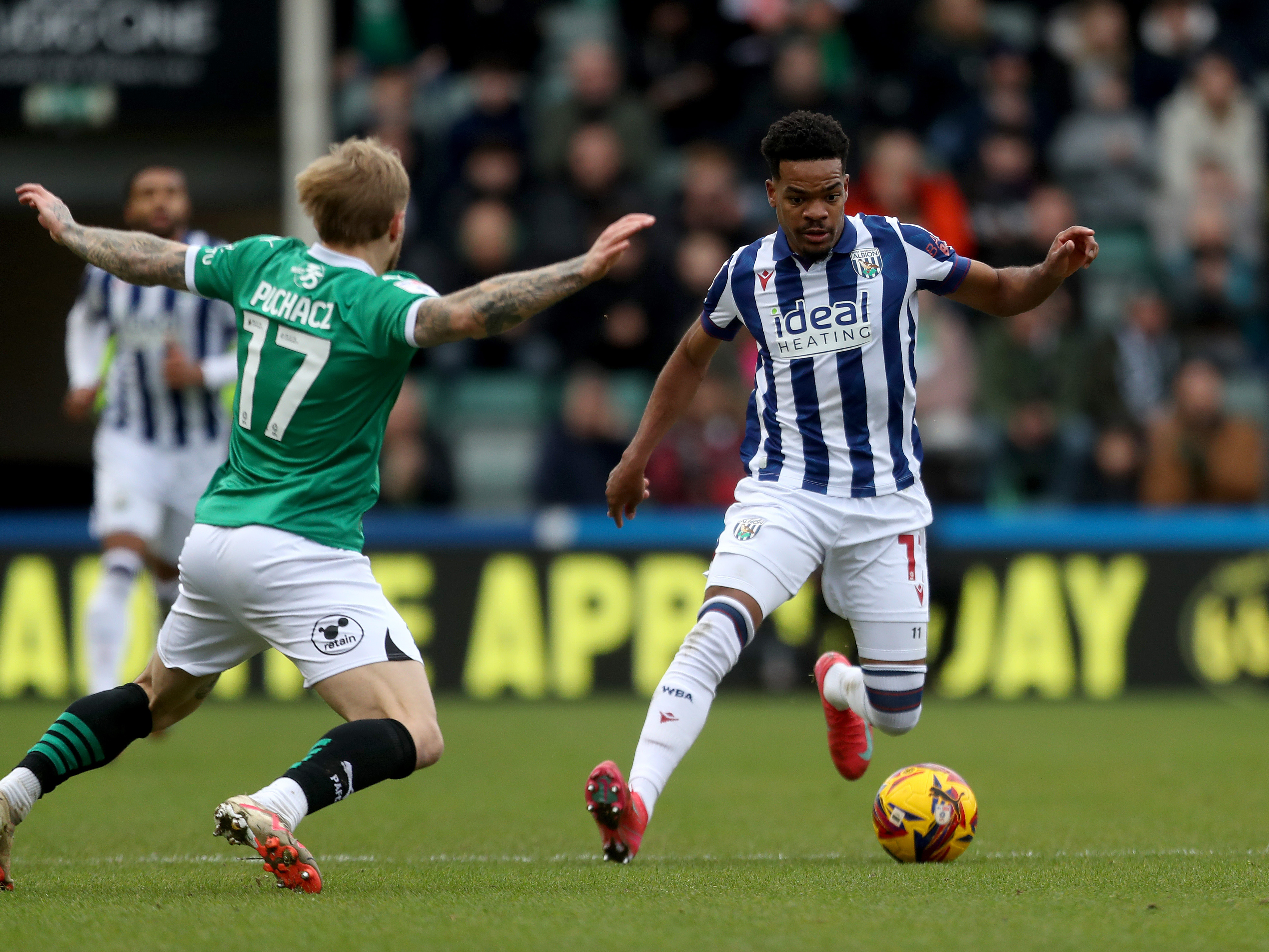 An image of Grady Diangana on the ball against Plymouth