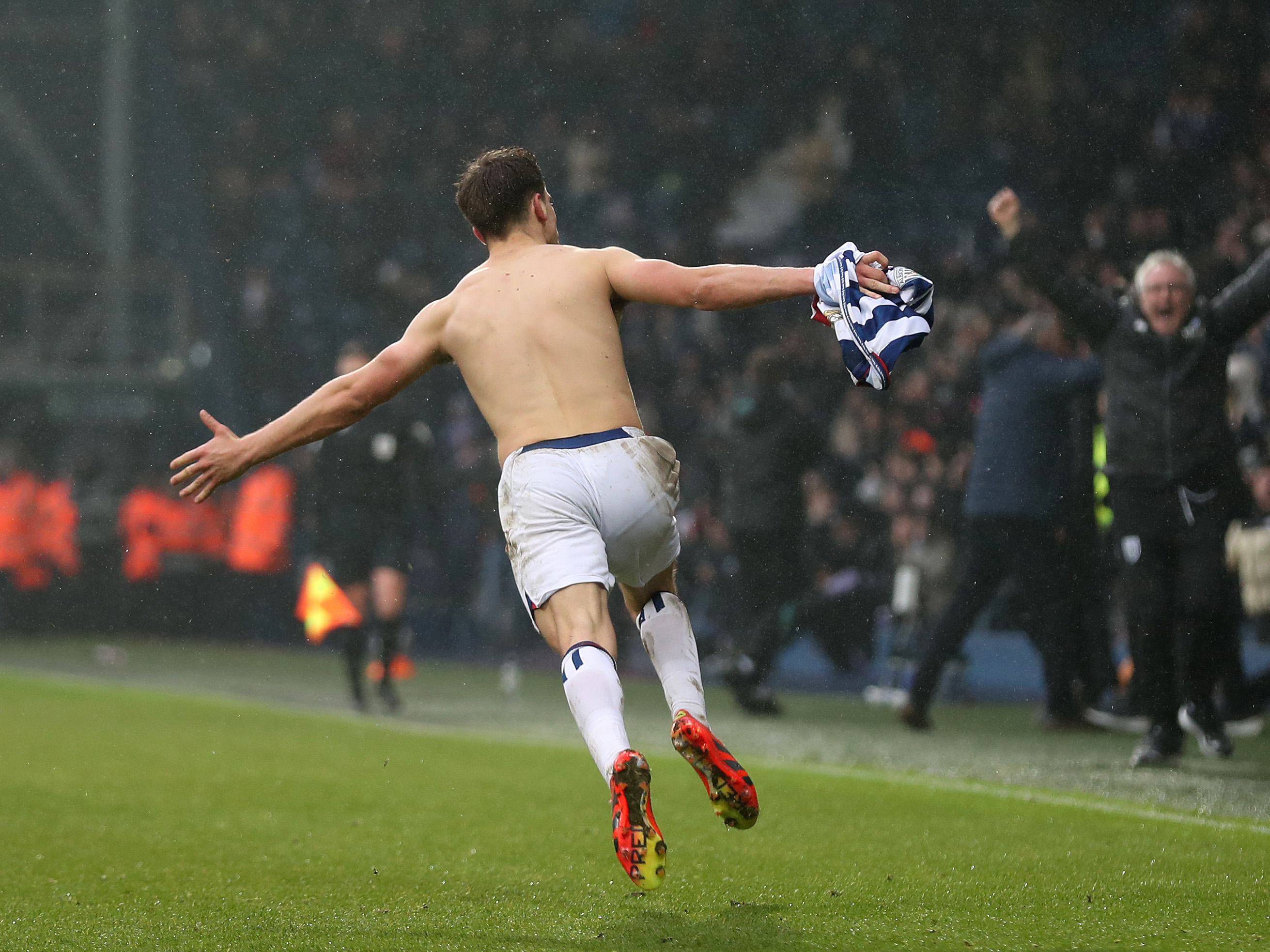 Jayson Molumby celebrates scoring a winner against Sheffield Wednesday