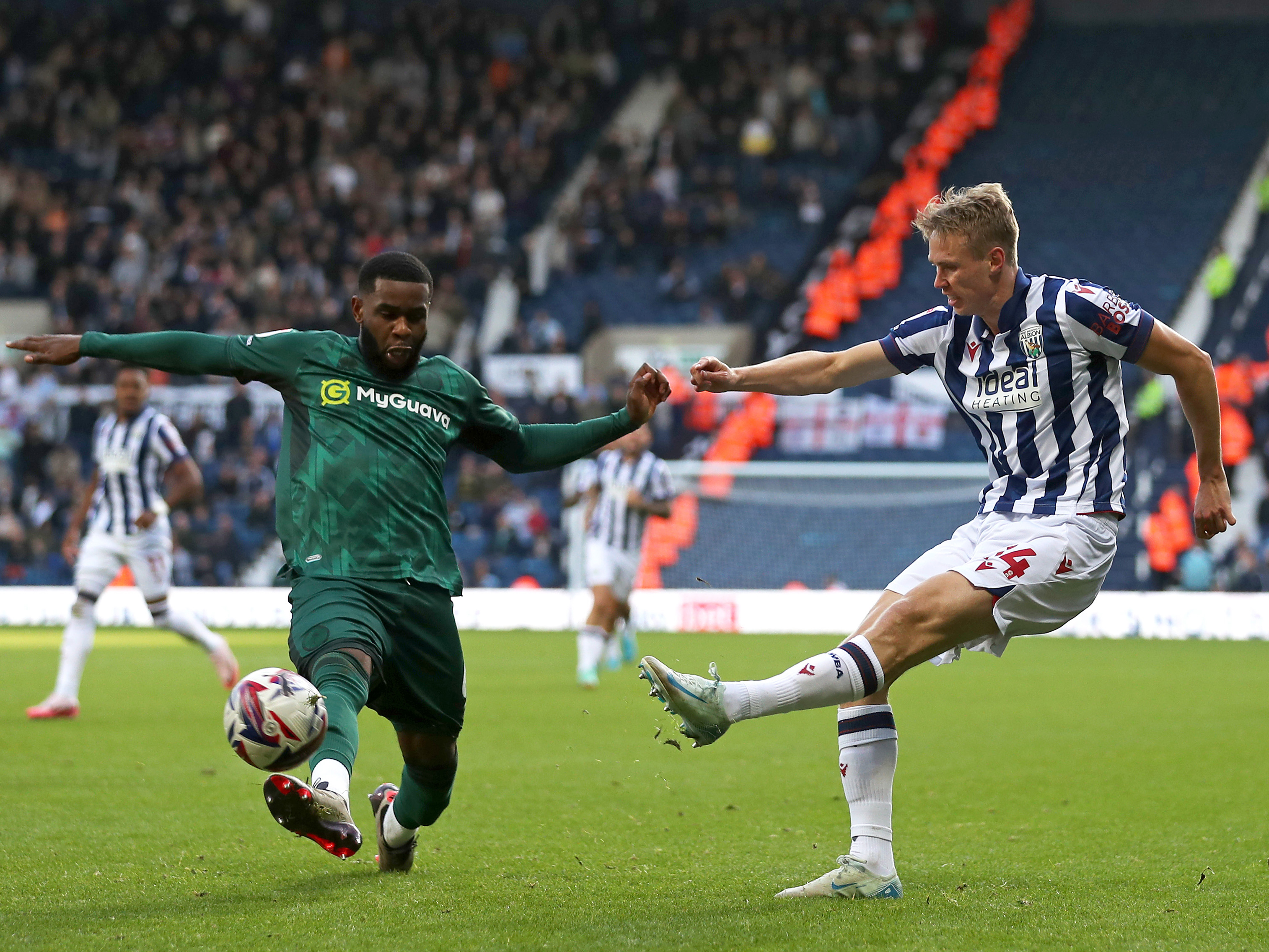 Torbjorn Heggem in action in the home kit against Millwall at The Hawthorns