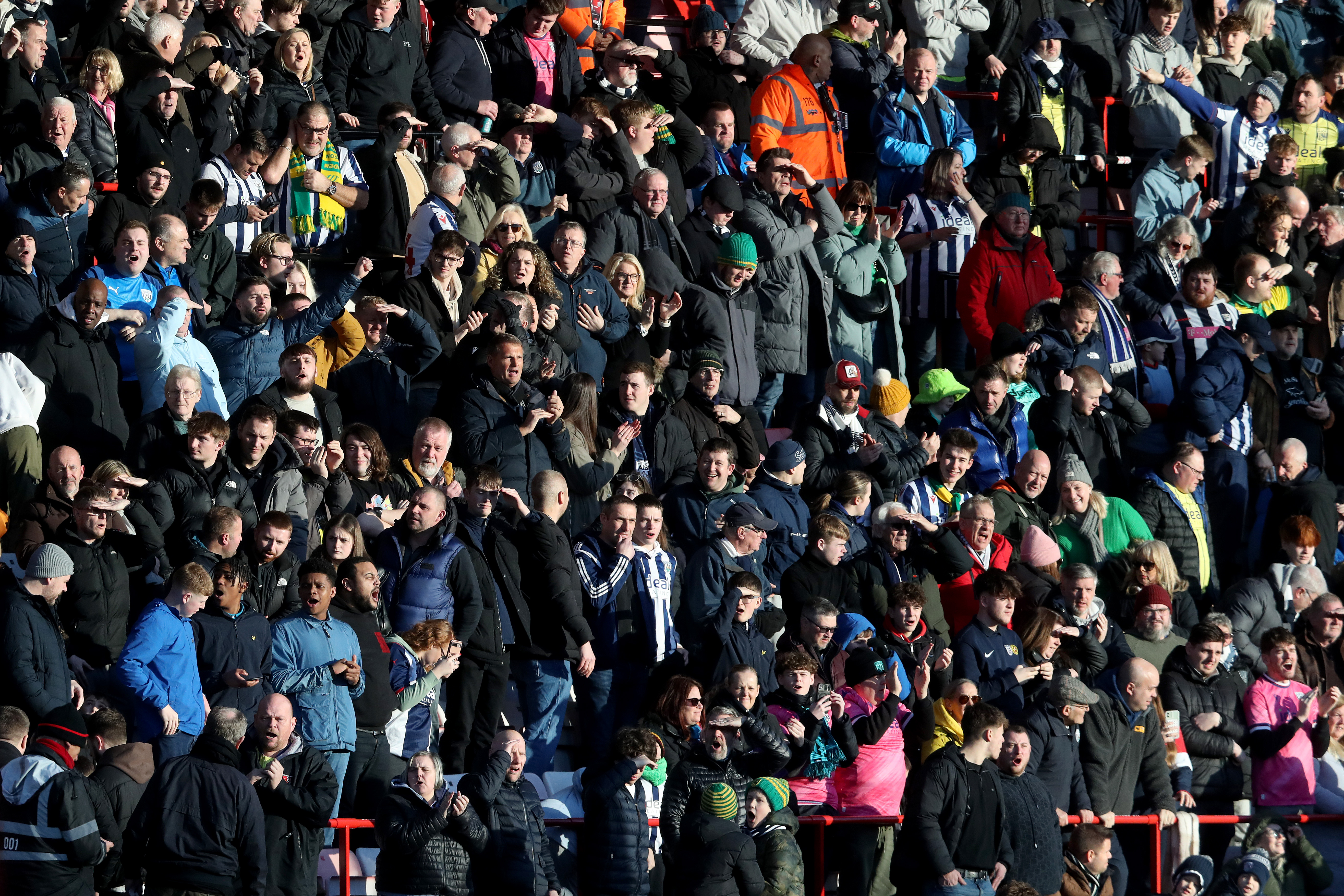 A general view of hundreds of WBA fans in the stand at a game 