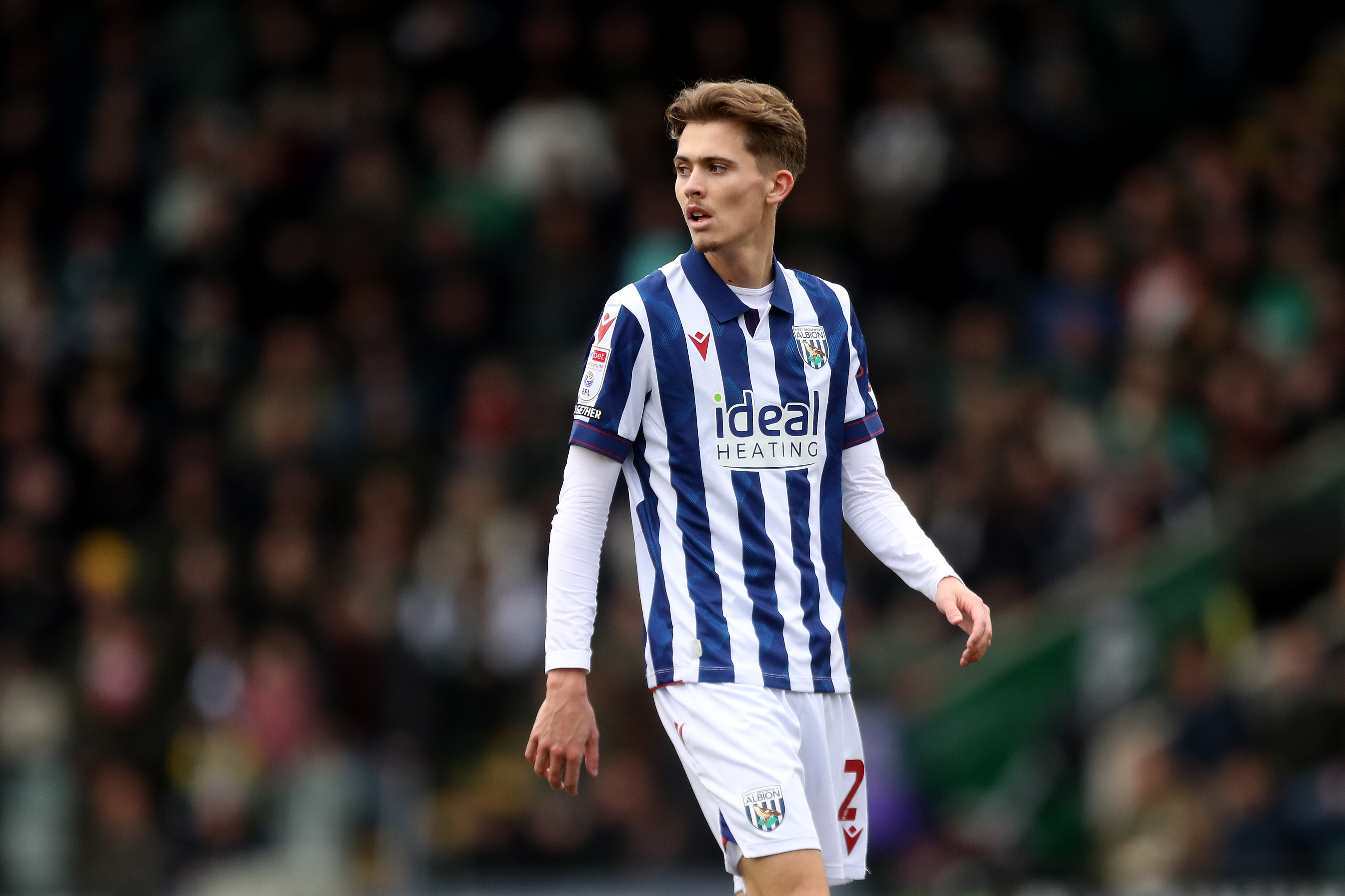 Isaac Price in action for Albion in the home kit