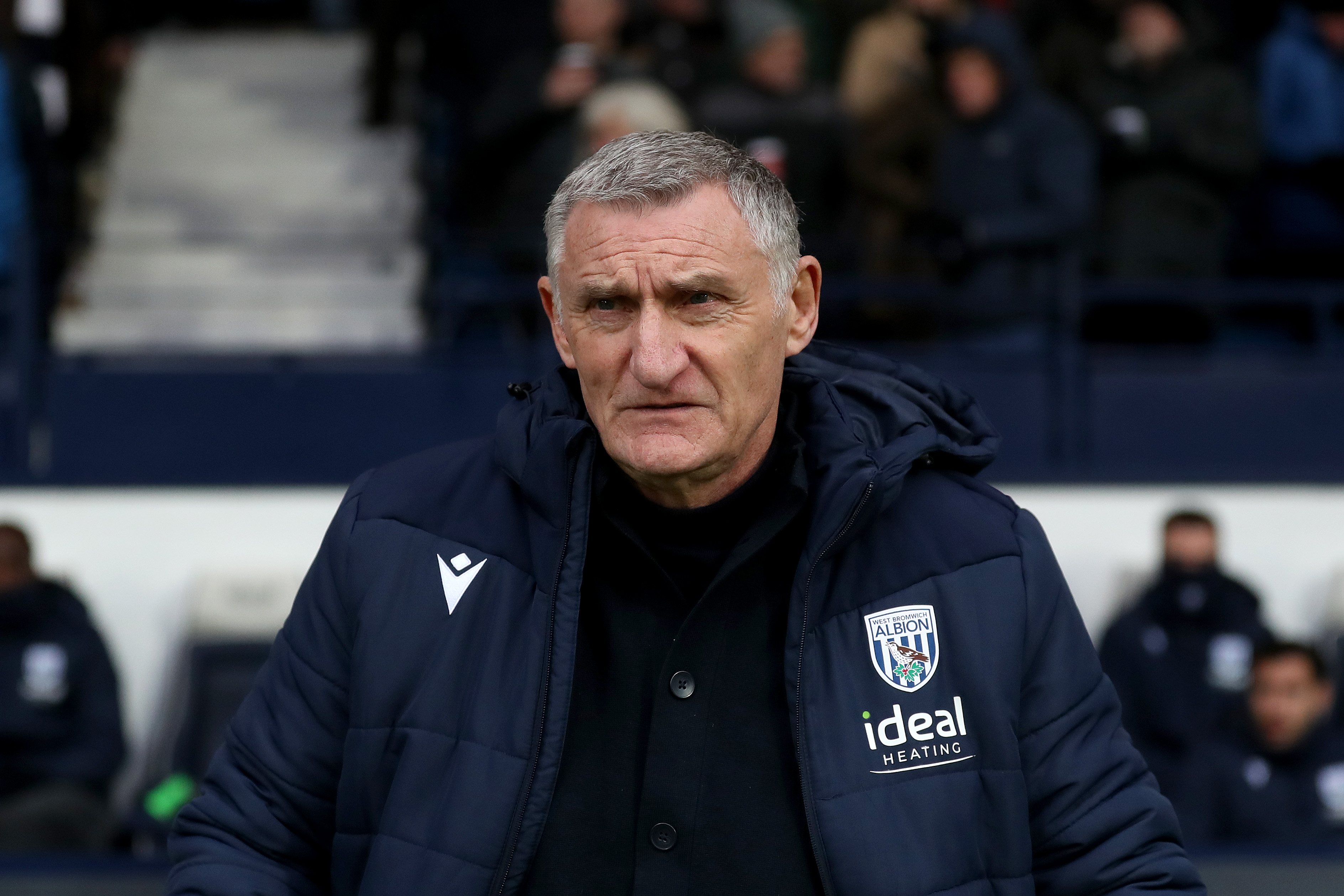 Tony Mowbray on the touchline at The Hawthorns 