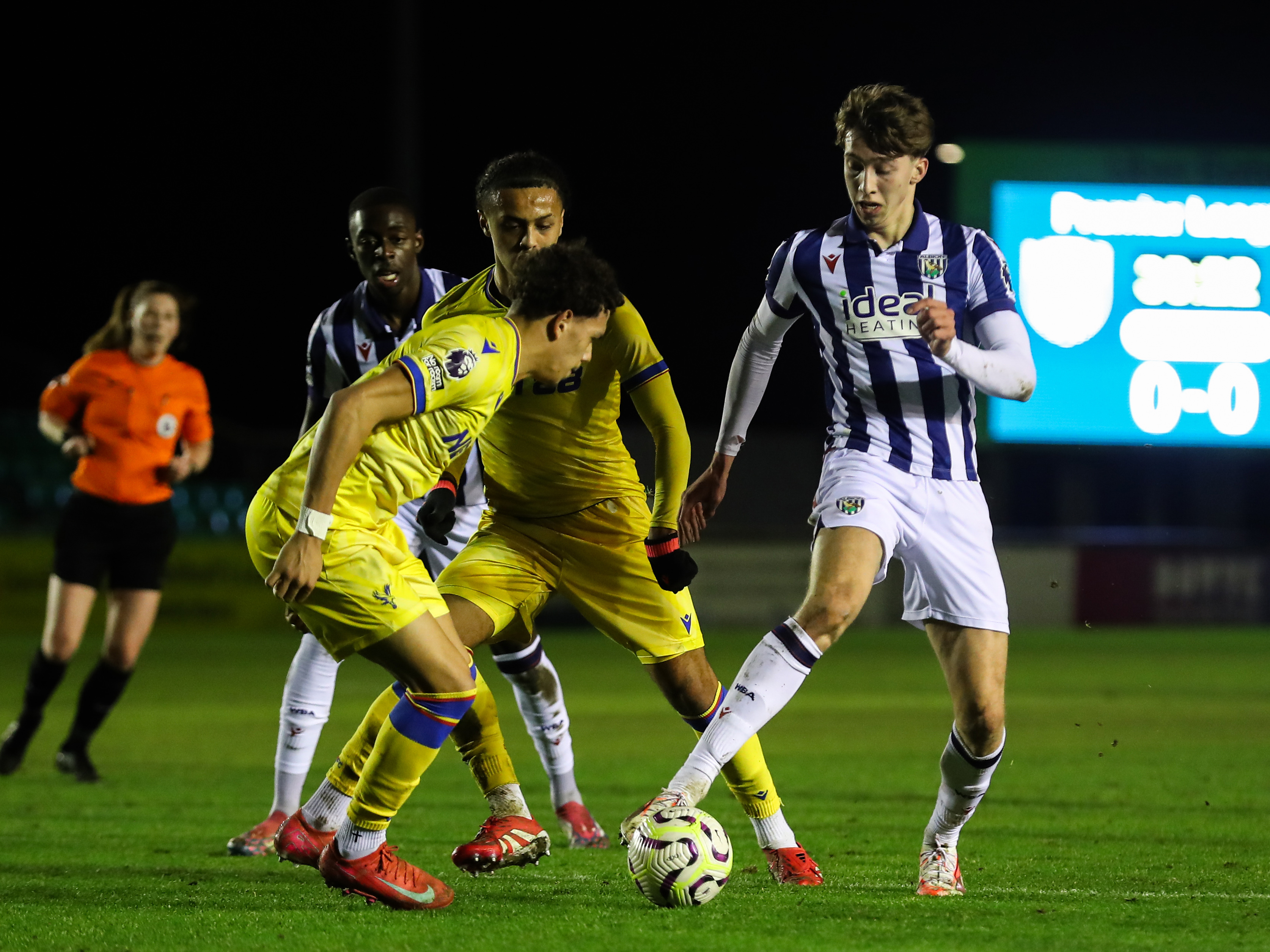 An image of Harry Whitwell on the ball during Albion's PL2 game against Crystal Palace