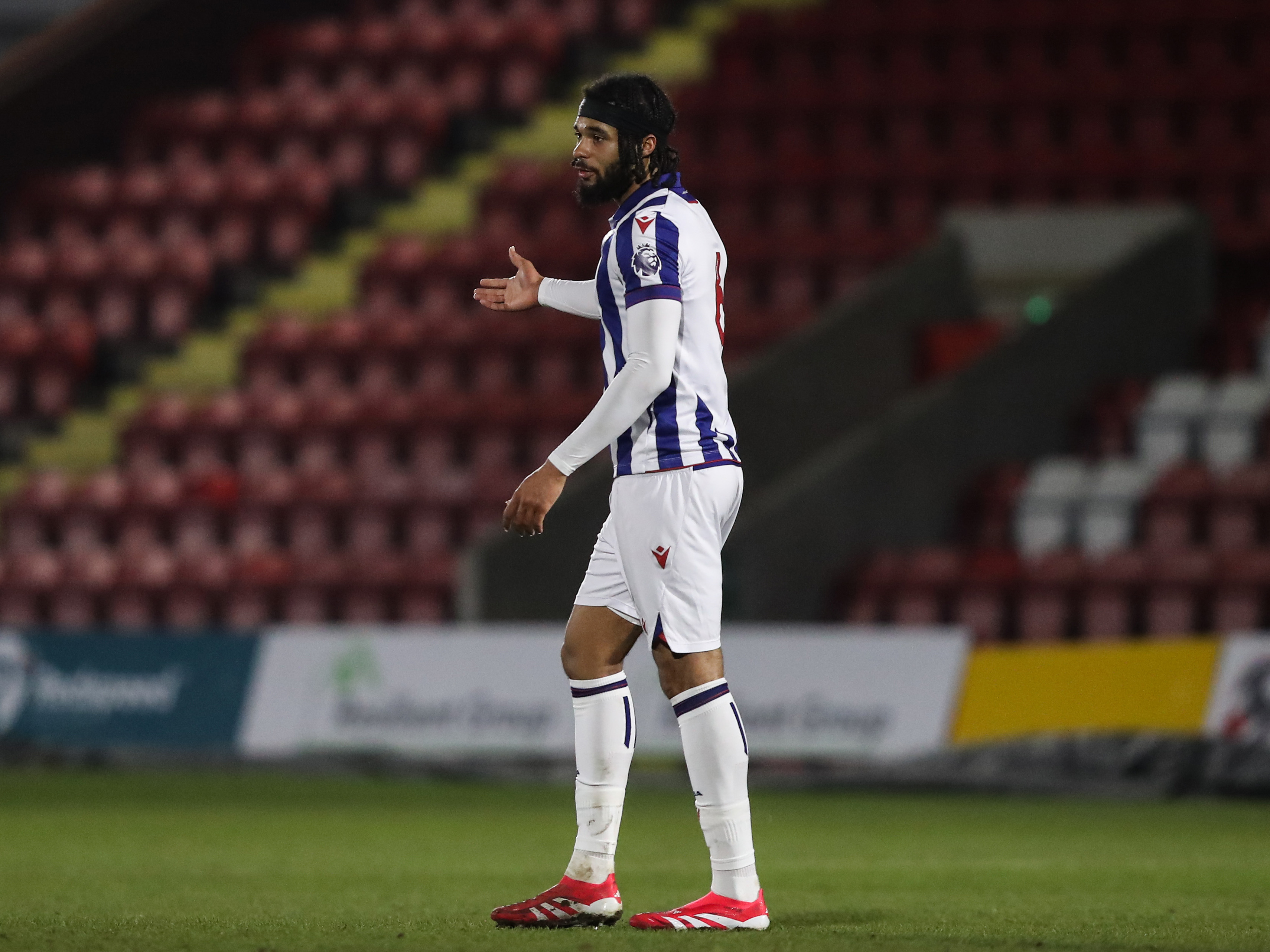 A photo of Albion u21 defender Jamal Mohammed in the 2024/25 home kit