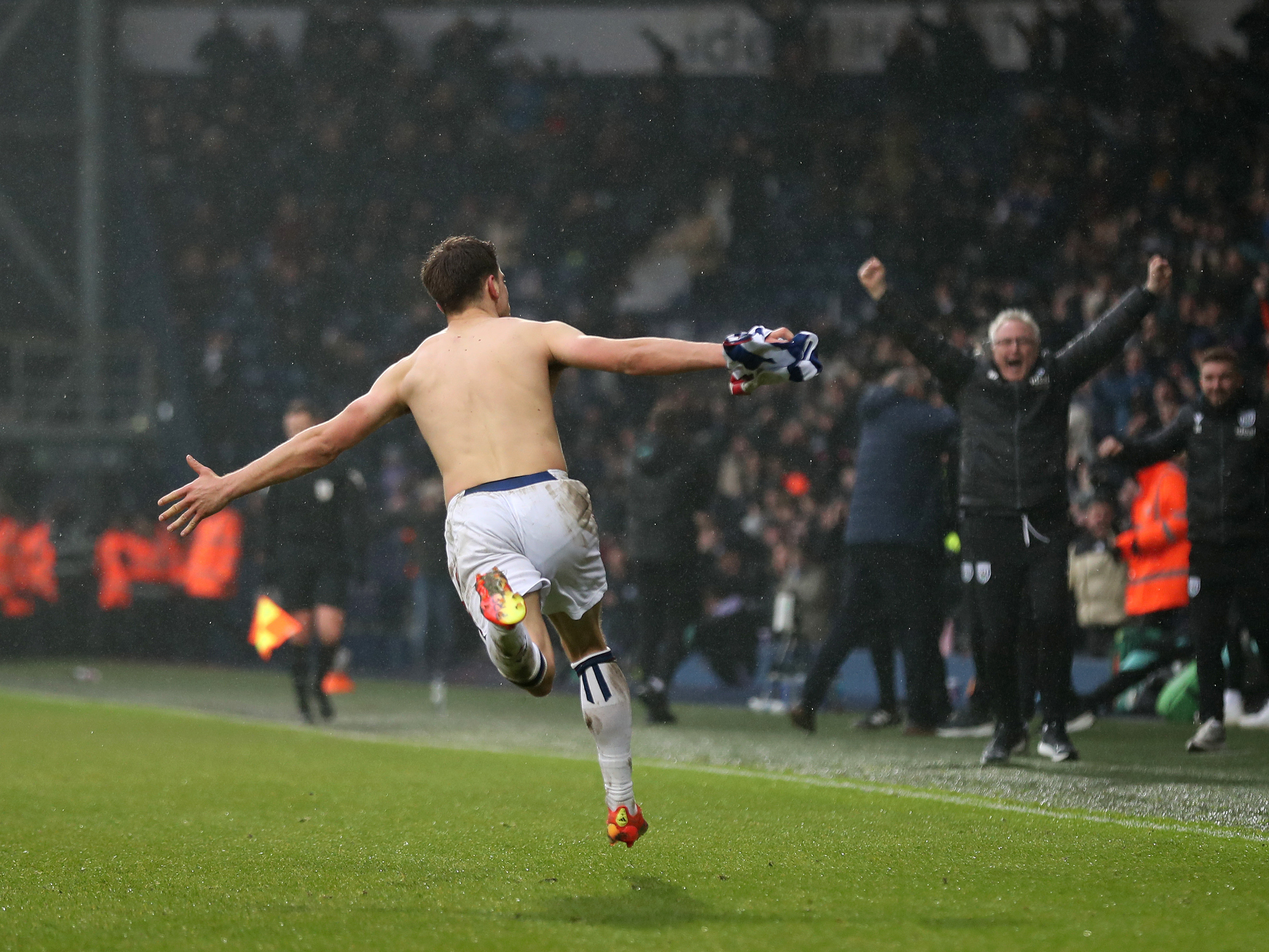 An image of Jayson Molumby celebrating his goal against Sheffield Wednesday